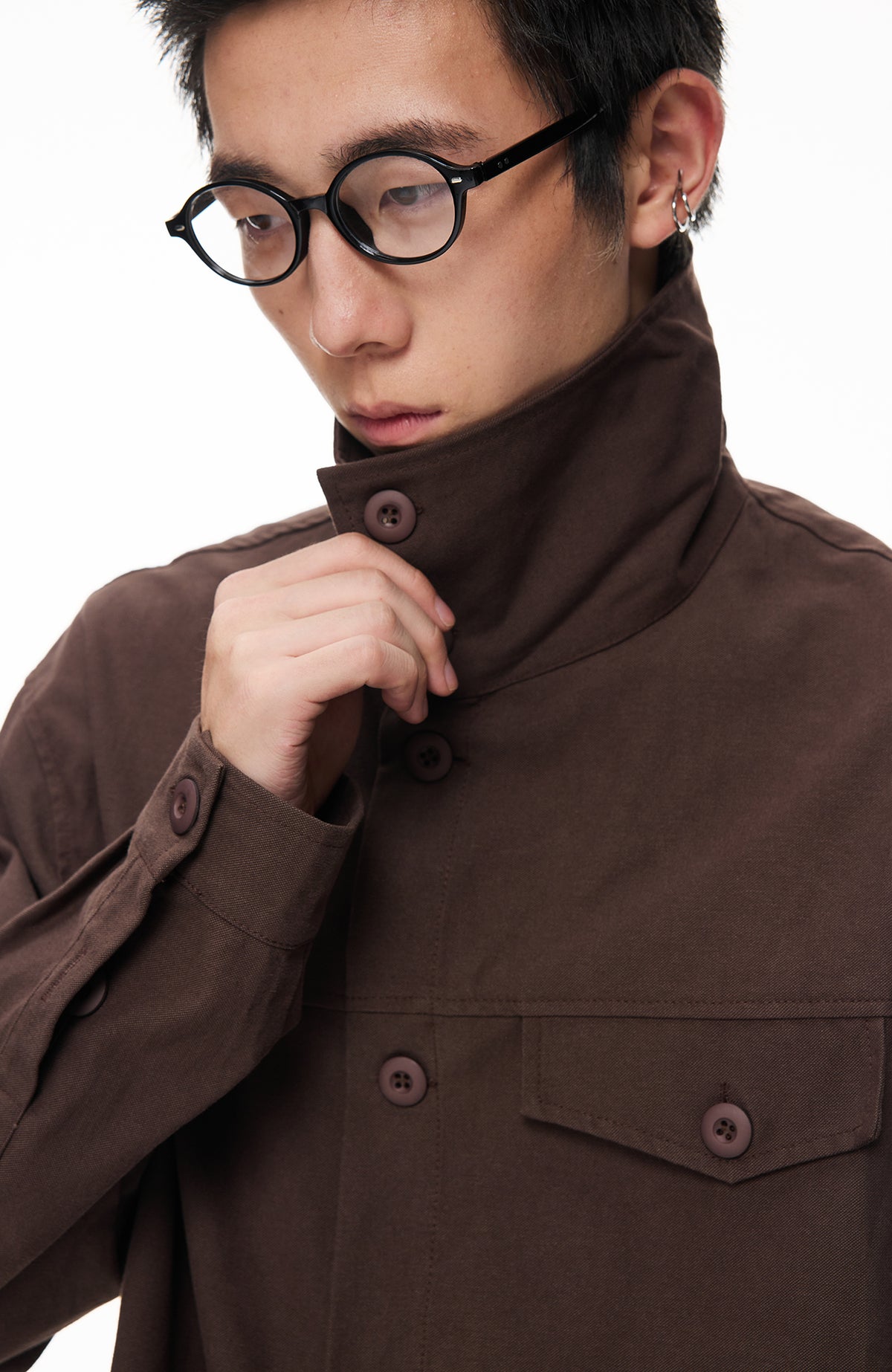 BOTANICA Deconstructed Asymmetric Placket Long-Sleeve Shirt