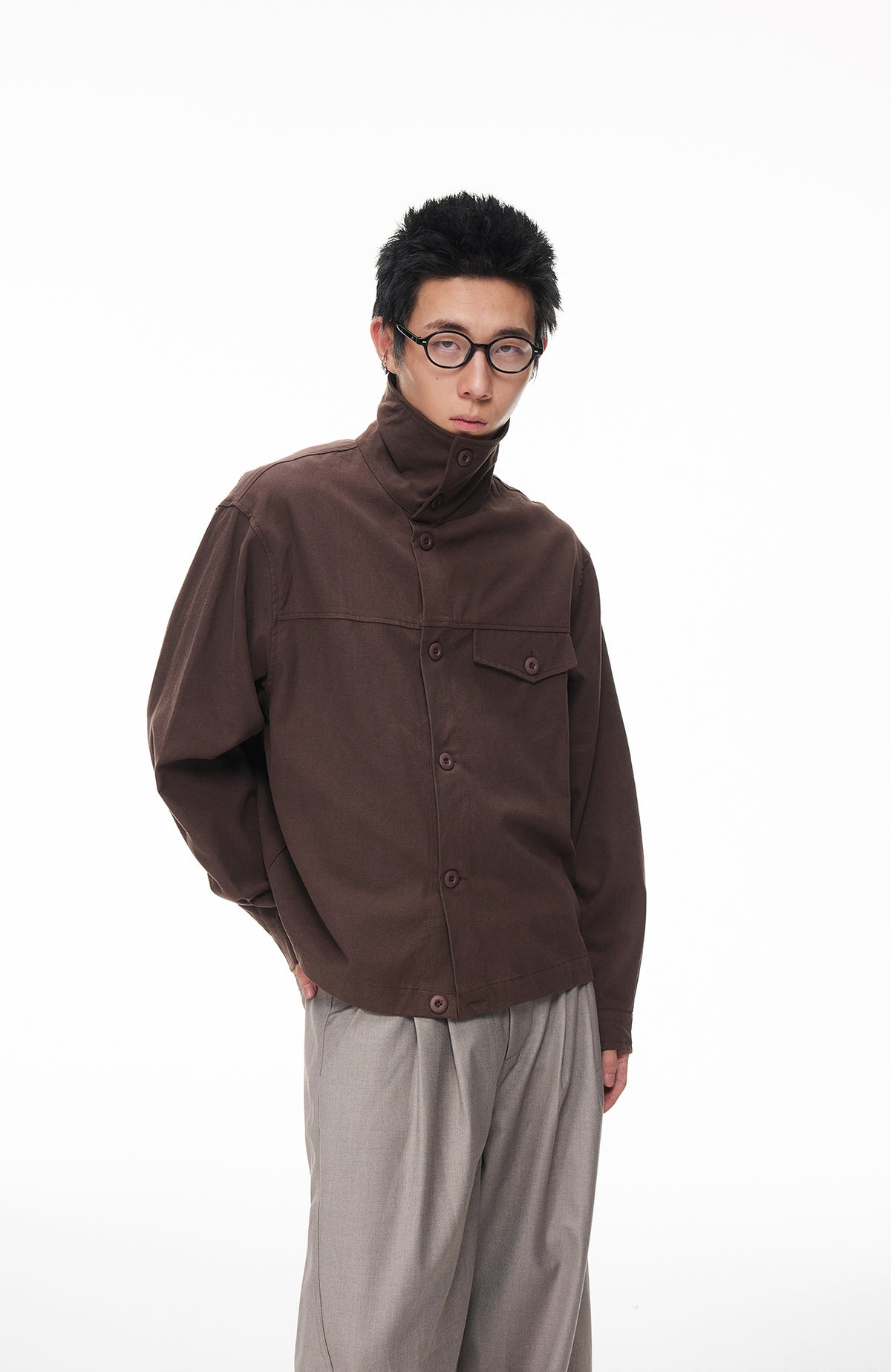 BOTANICA Deconstructed Asymmetric Placket Long-Sleeve Shirt