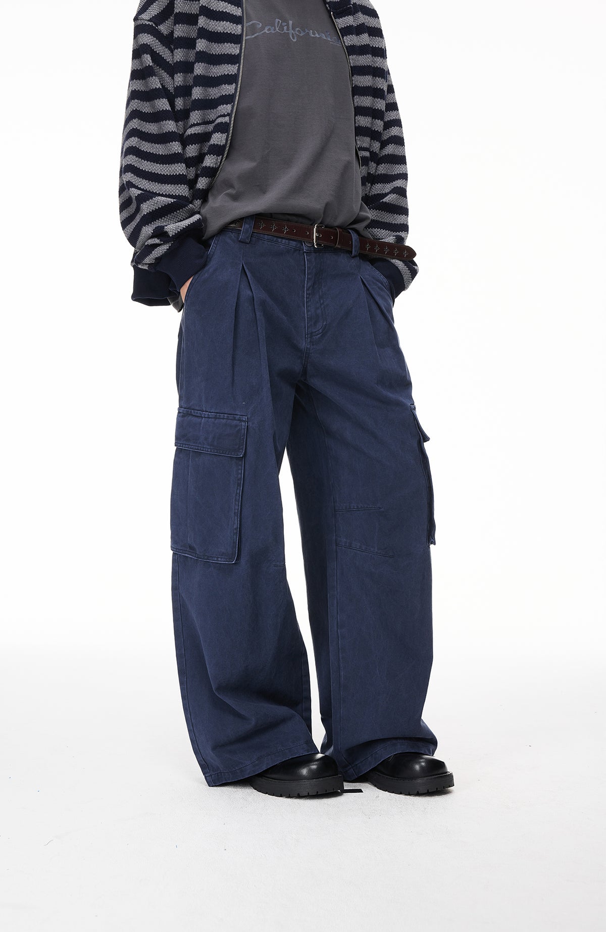BOTANICA Washed Double-Pleat Multi-Pocket Wide-Leg Pants