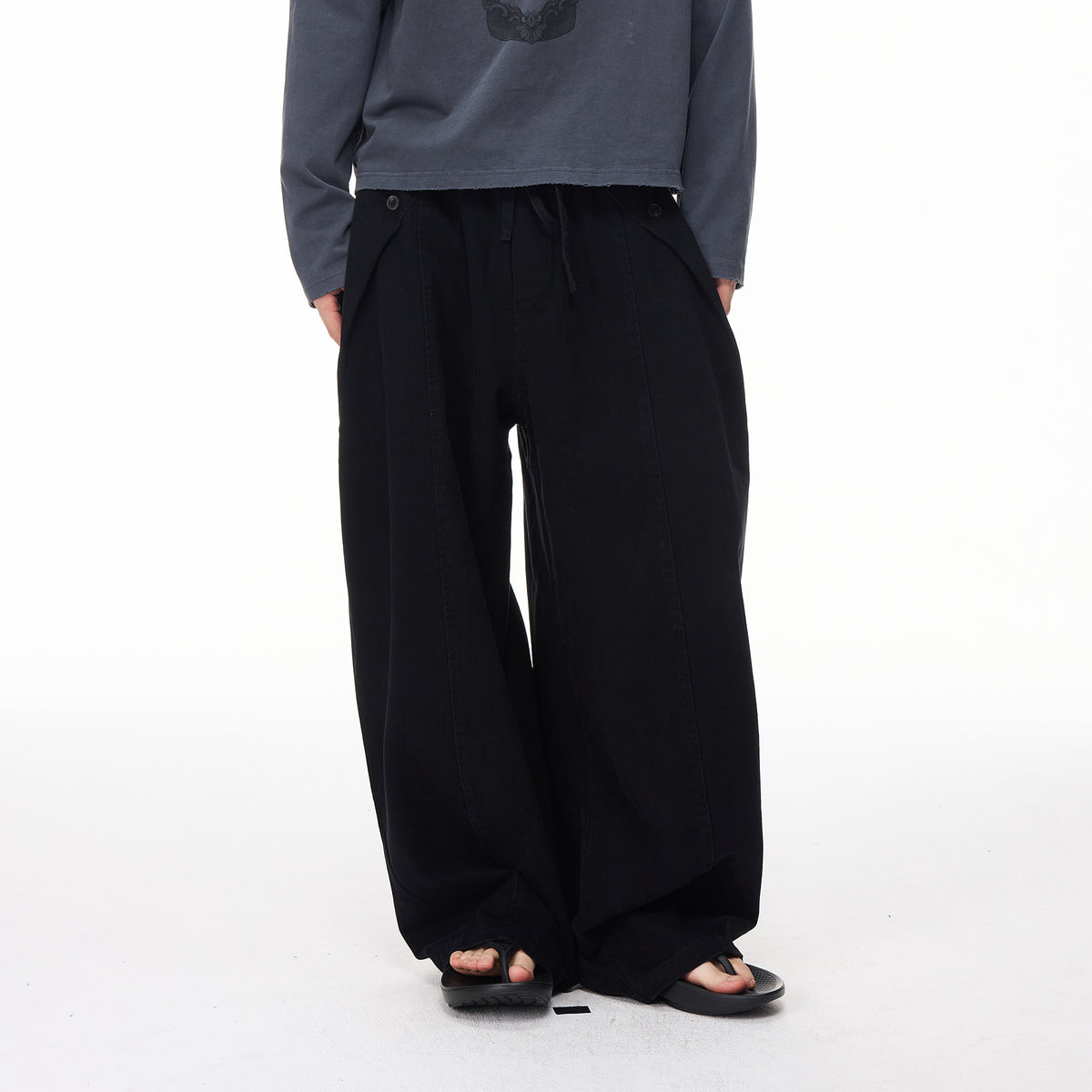 BOTANICA Washed Pleated Wide-Leg Pants