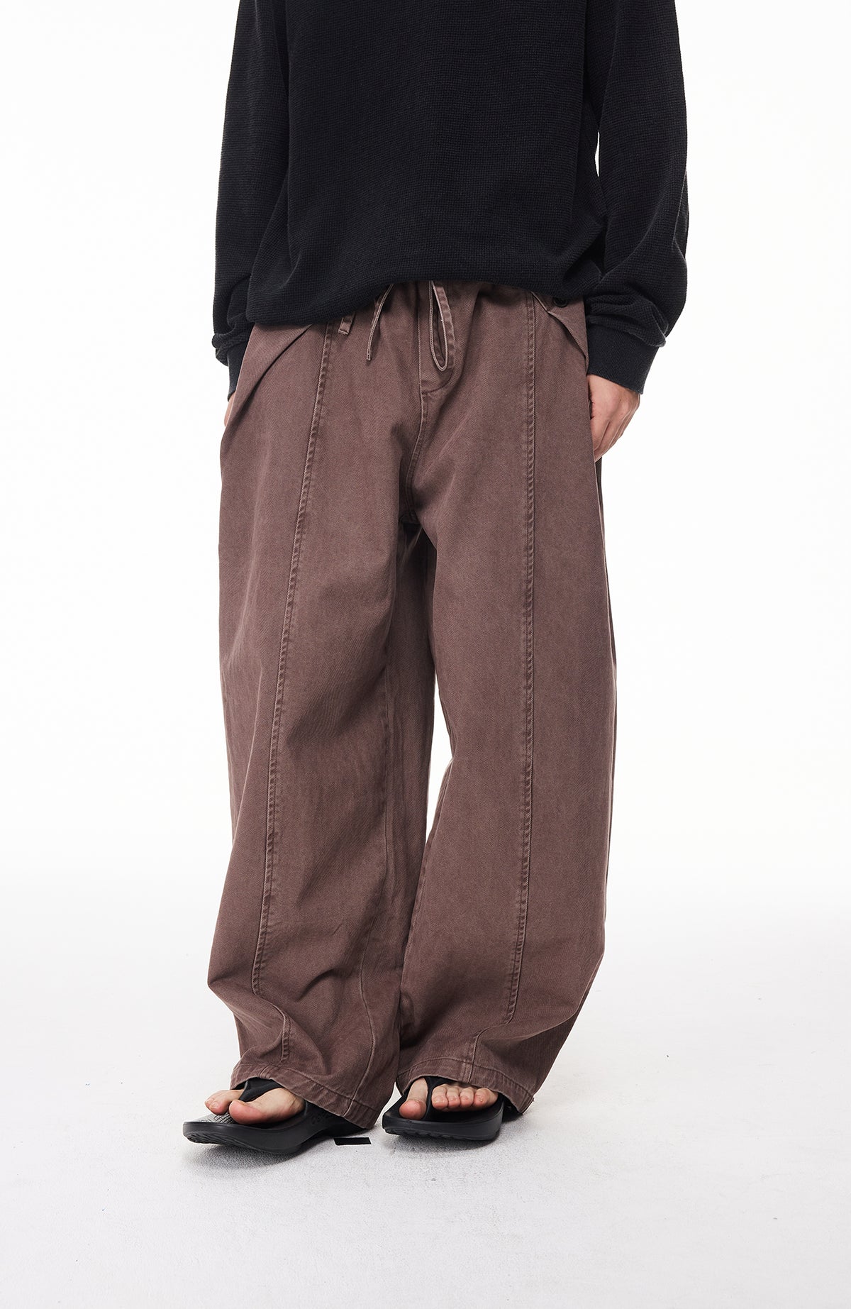 BOTANICA Washed Pleated Wide-Leg Pants