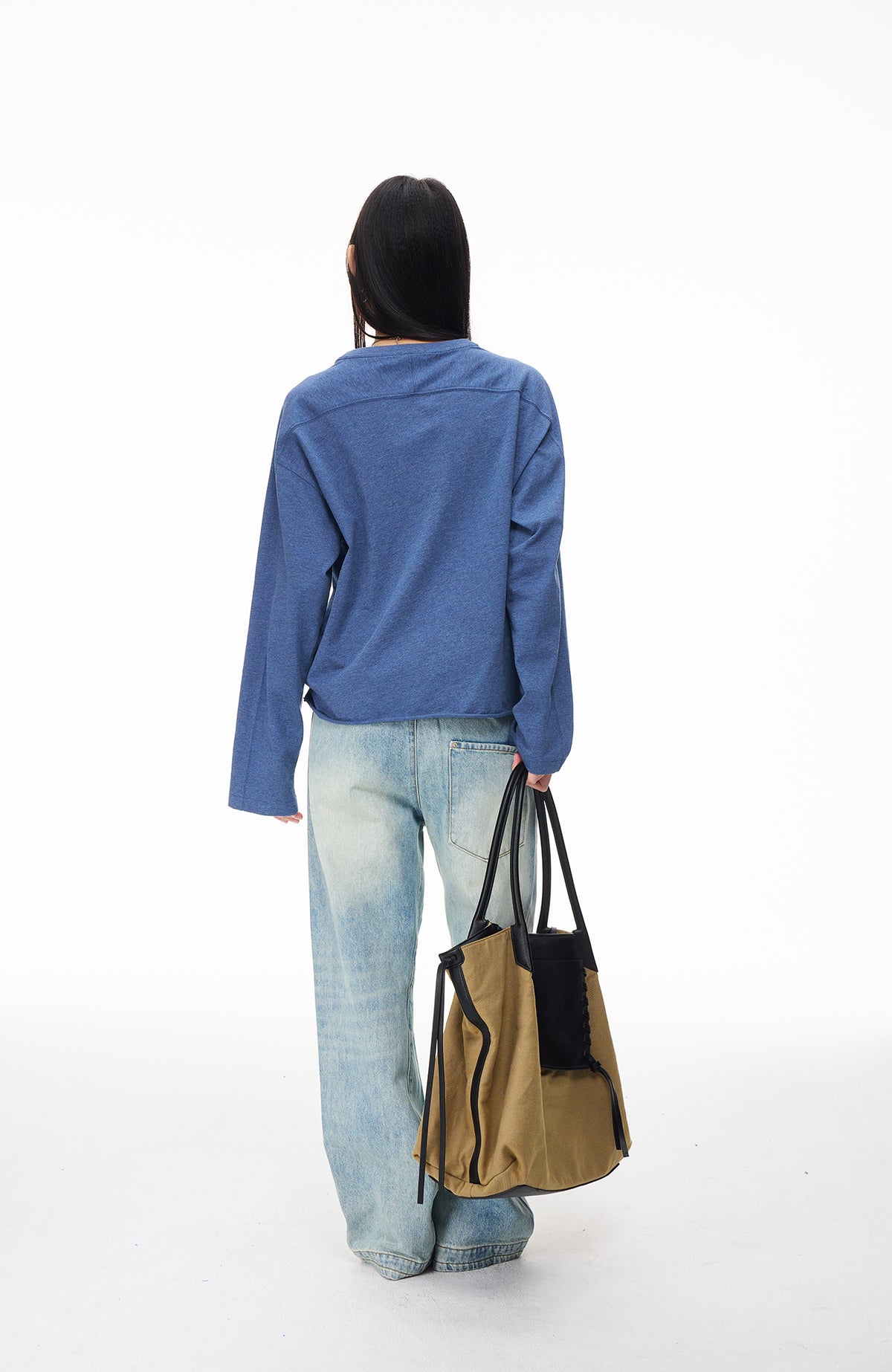 BOTANICA Hand-Painted Deconstructed Raglan Long-Sleeve Tee