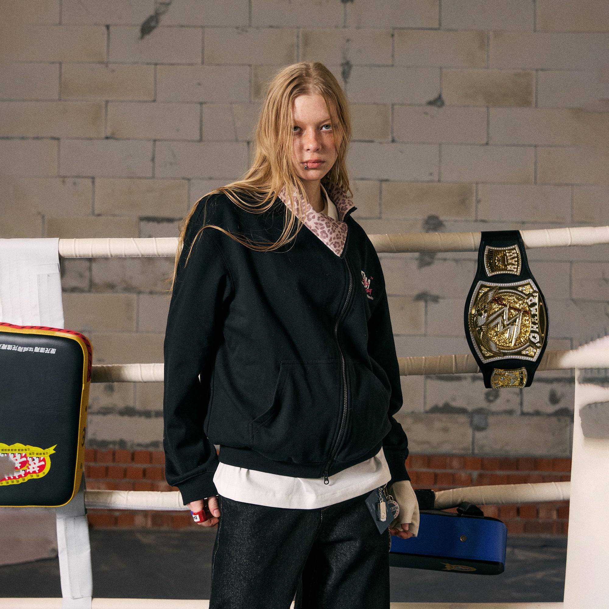 DONSMOKE Asymmetric Zip Leopard-Spliced Jacket, premium urban and streetwear designers apparel on PROJECTISR.com, DONSMOKE