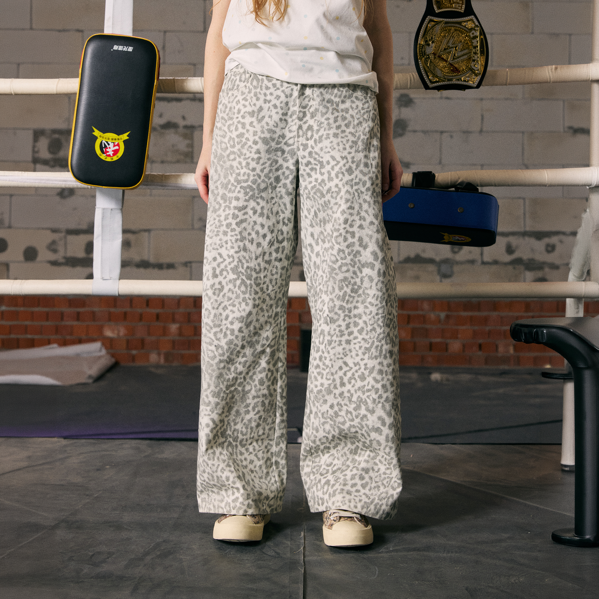 DONSMOKE Leopard Loose-Fit Jeans, premium urban and streetwear designers apparel on PROJECTISR.com, DONSMOKE