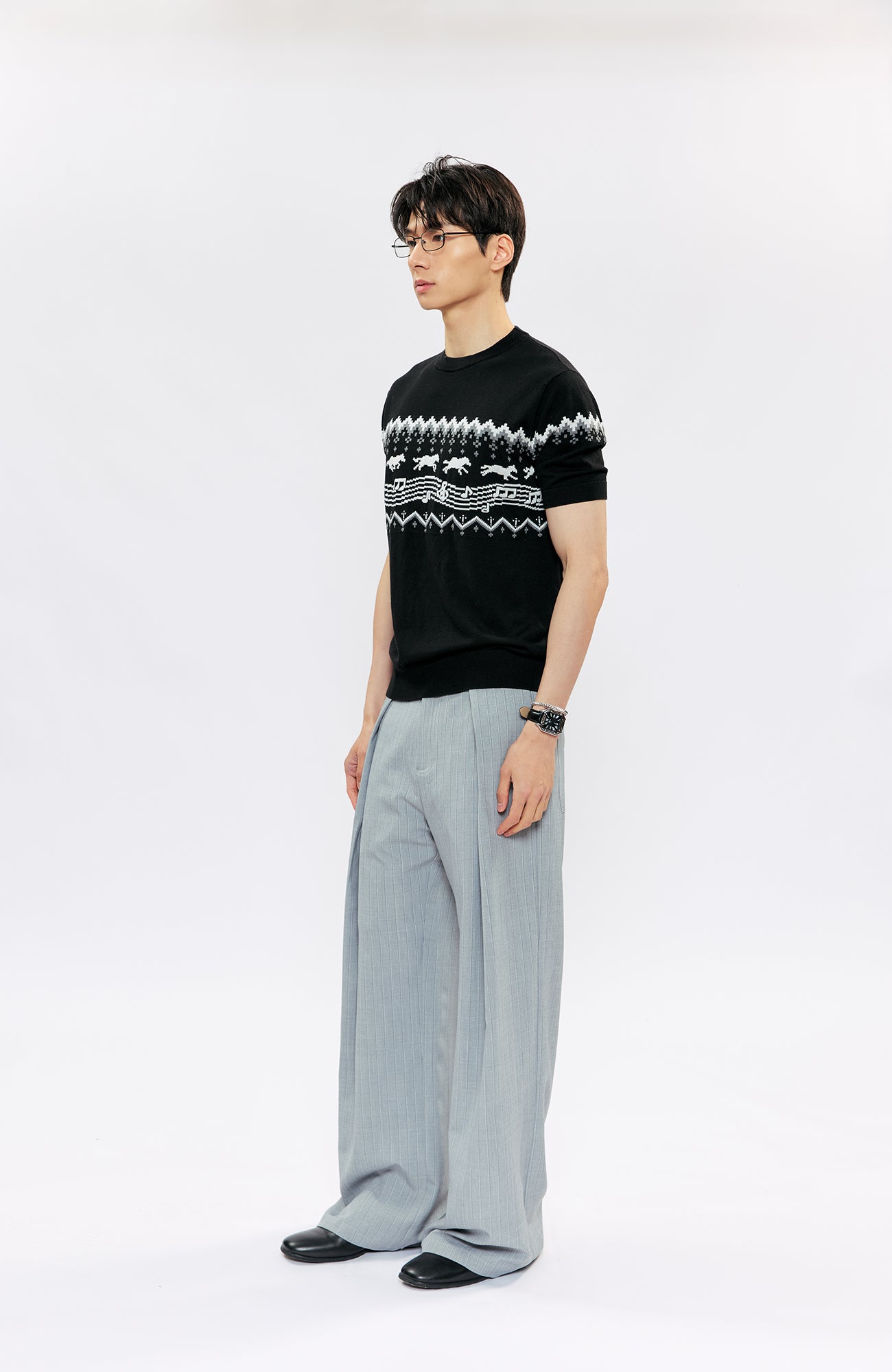 KREATE Pleated Pinstripe Wide-Leg Trousers, premium urban and streetwear designers apparel on PROJECTISR.com, KREATE