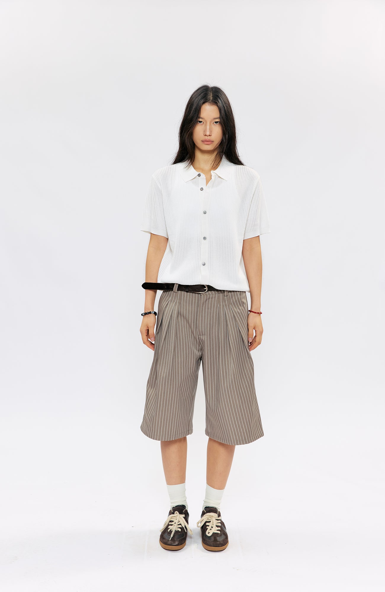 KREATE Pinstripe Pleated Suit Shorts, premium urban and streetwear designers apparel on PROJECTISR.com, KREATE