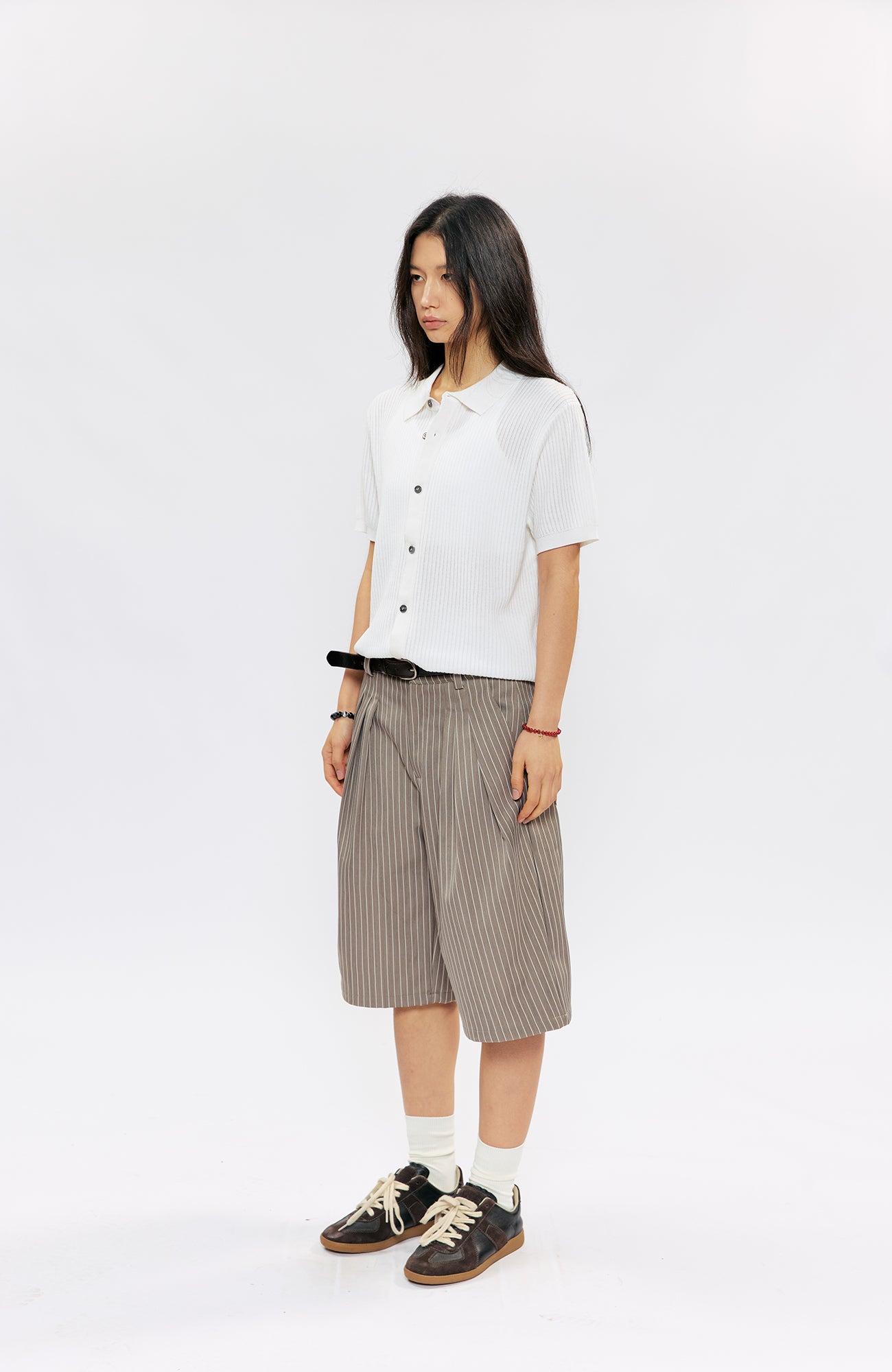 KREATE Pinstripe Pleated Suit Shorts, premium urban and streetwear designers apparel on PROJECTISR.com, KREATE