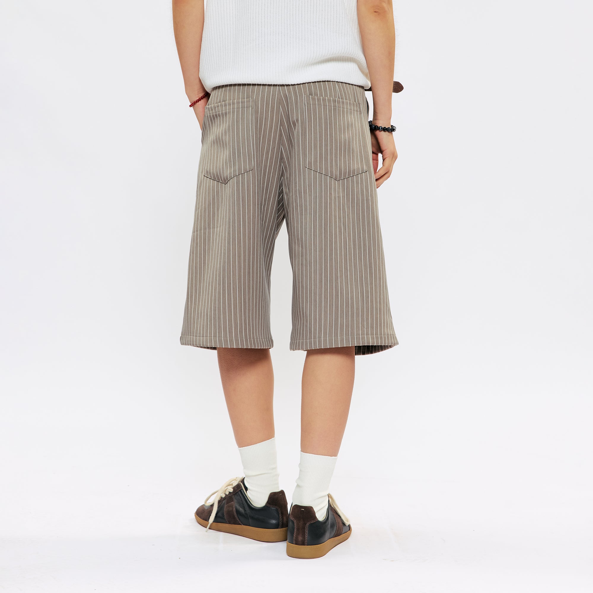 KREATE Pinstripe Pleated Suit Shorts, premium urban and streetwear designers apparel on PROJECTISR.com, KREATE
