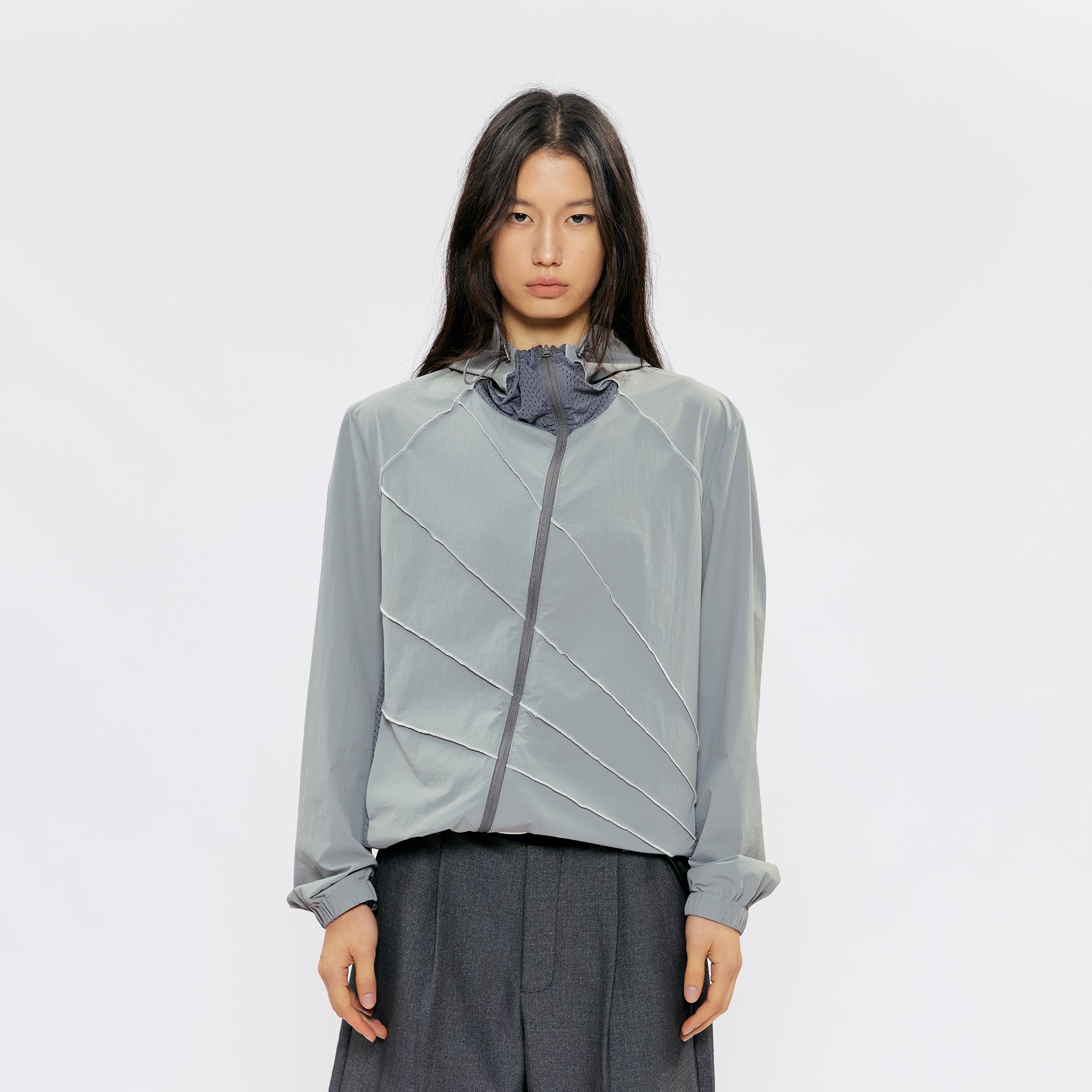 KREATE Asymmetrical Zip-Up UV Hooded Jacket, premium urban and streetwear designers apparel on PROJECTISR.com, KREATE