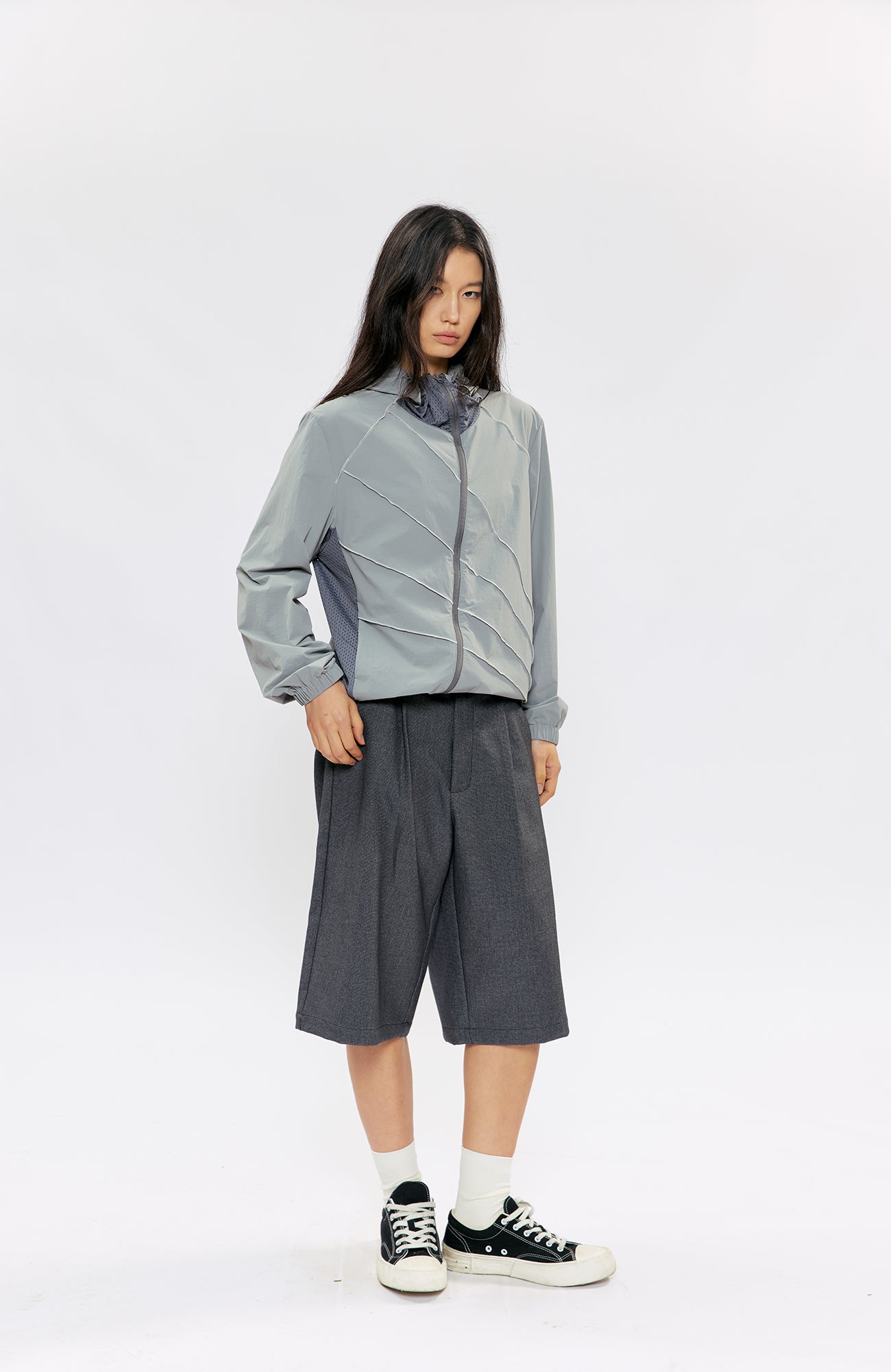 KREATE Asymmetrical Zip-Up UV Hooded Jacket, premium urban and streetwear designers apparel on PROJECTISR.com, KREATE