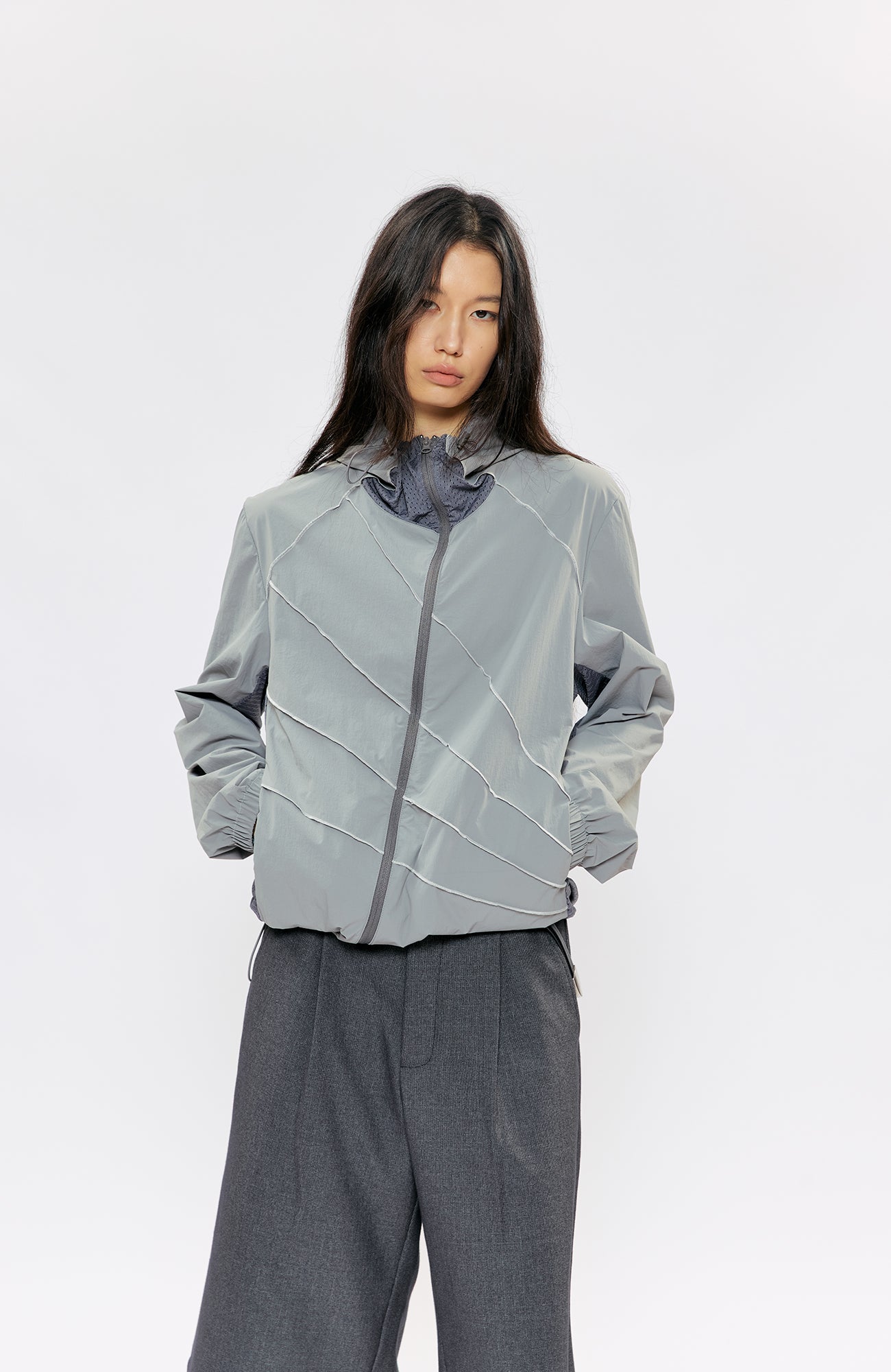 KREATE Asymmetrical Zip-Up UV Hooded Jacket, premium urban and streetwear designers apparel on PROJECTISR.com, KREATE