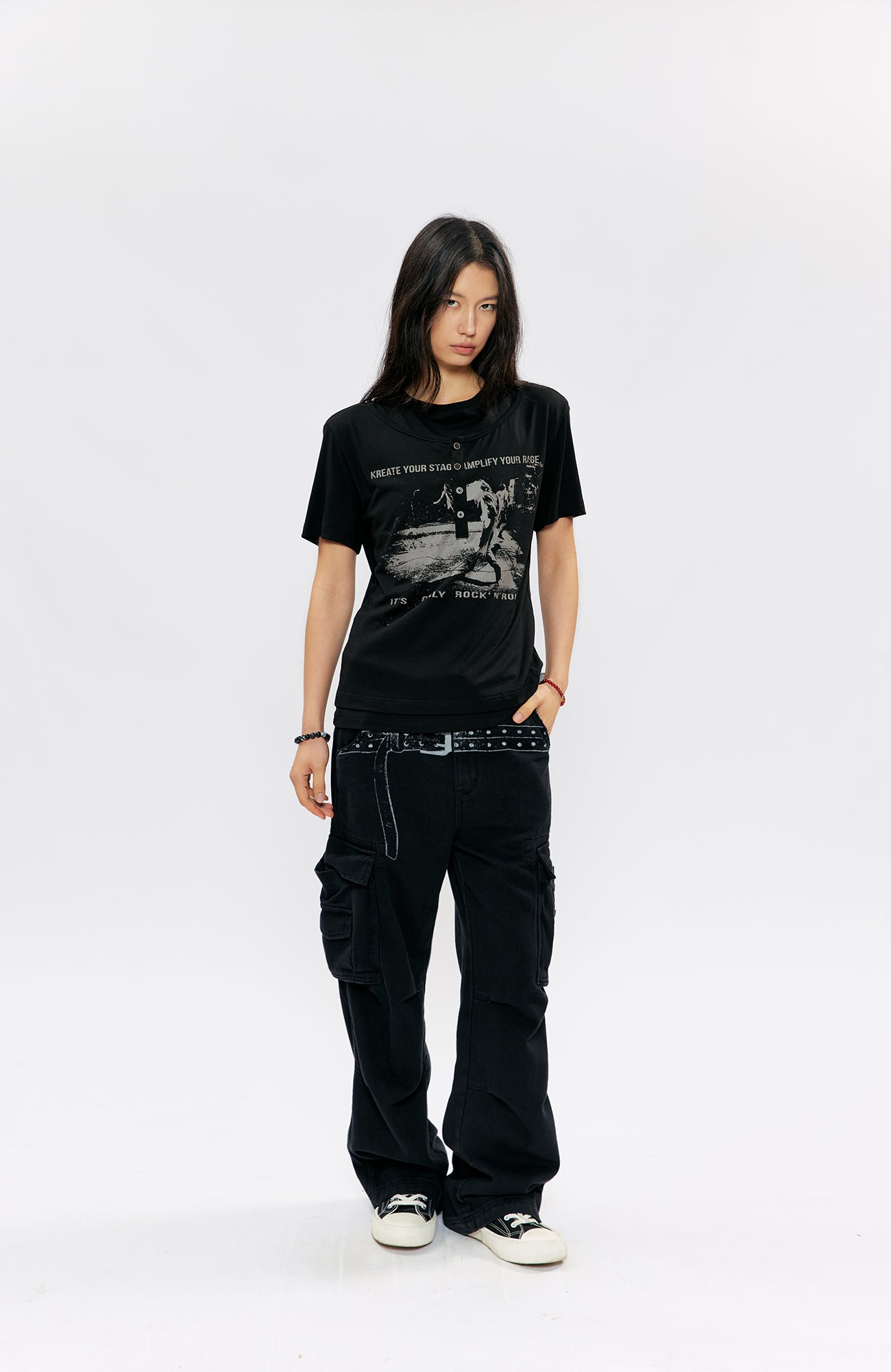 KREATE Faux-Layer Modal Henley Graphic Tee, premium urban and streetwear designers apparel on PROJECTISR.com, KREATE