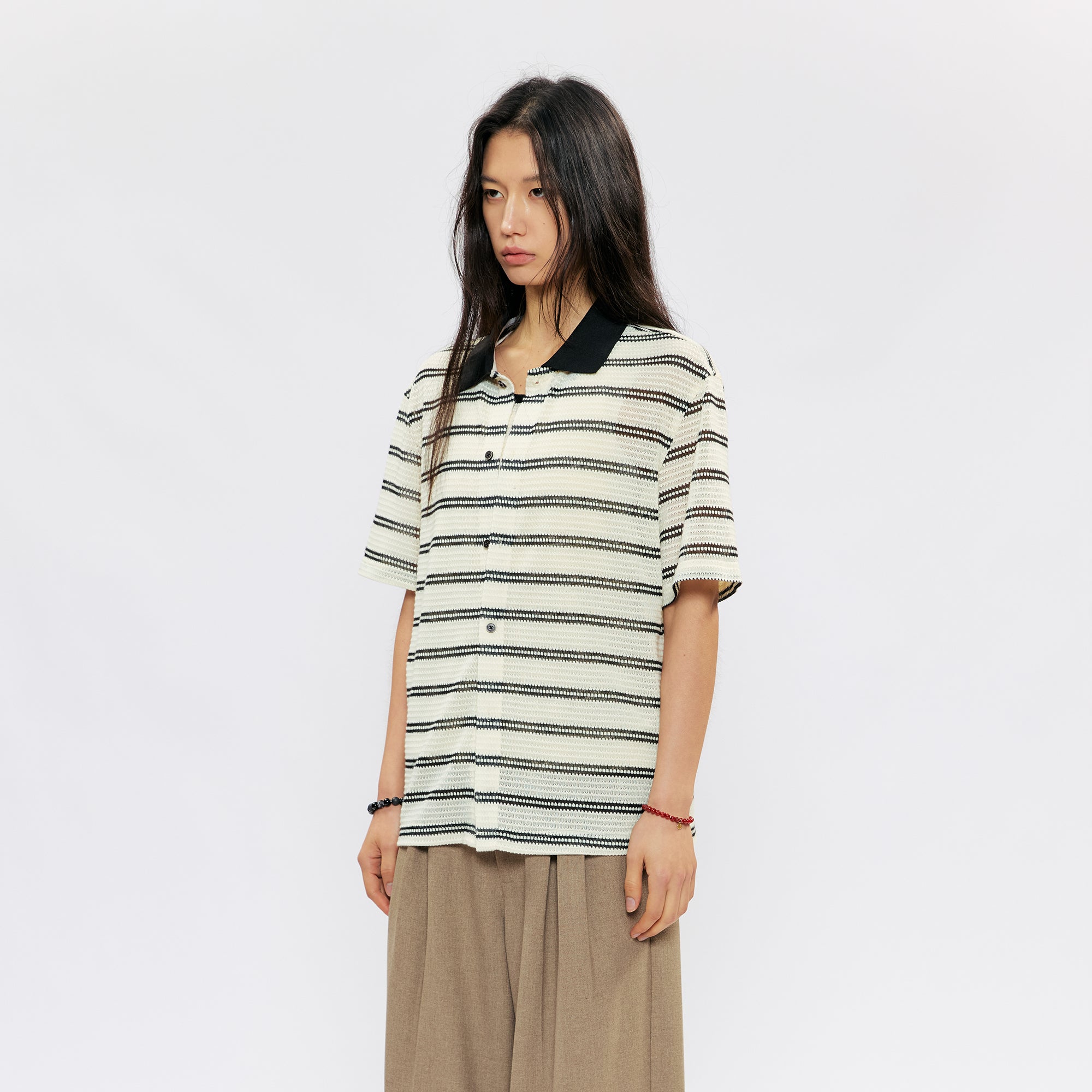 KREATE Stripe Knit Half Shirt, premium urban and streetwear designers apparel on PROJECTISR.com, KREATE