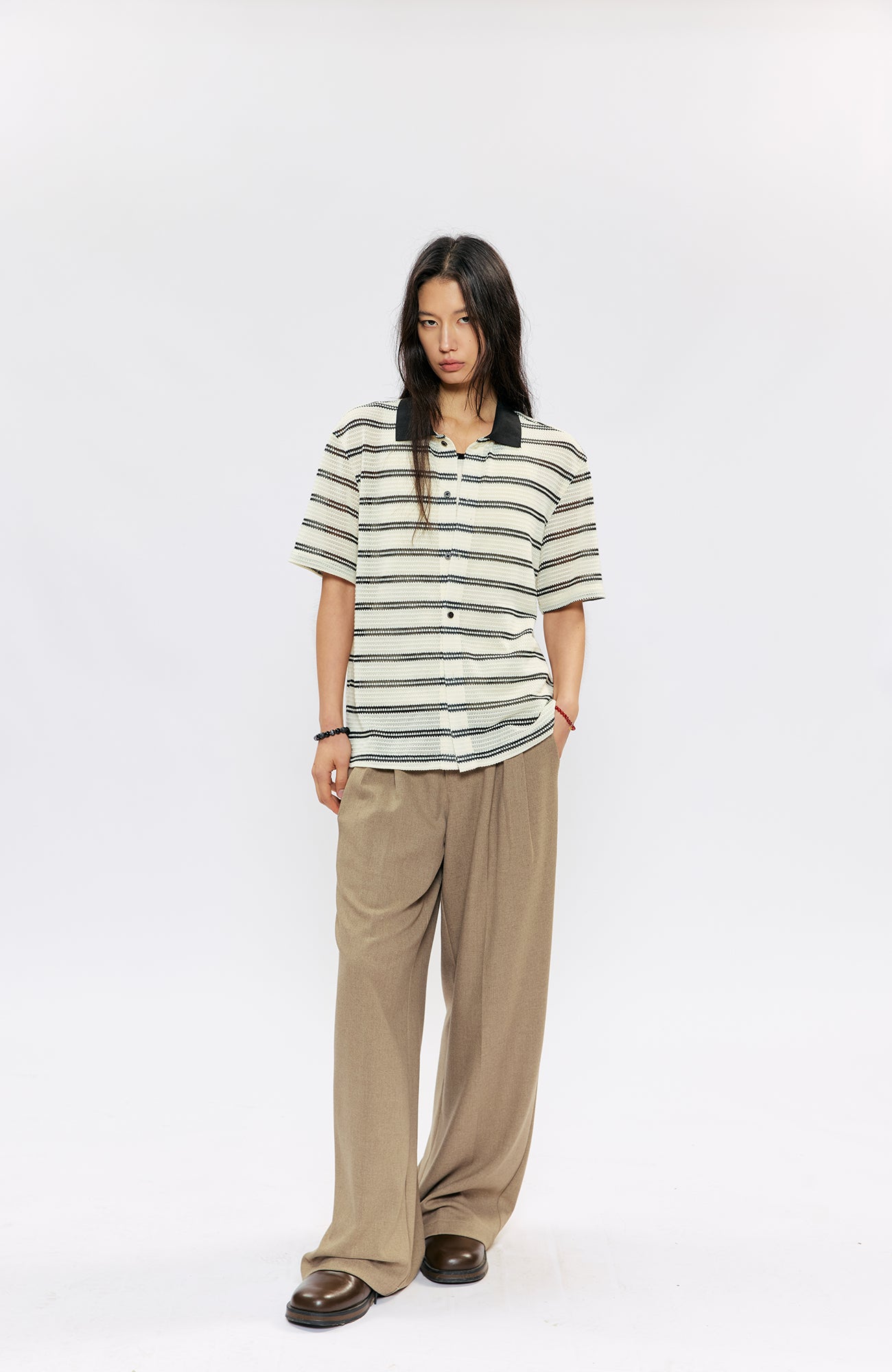 KREATE Stripe Knit Half Shirt, premium urban and streetwear designers apparel on PROJECTISR.com, KREATE