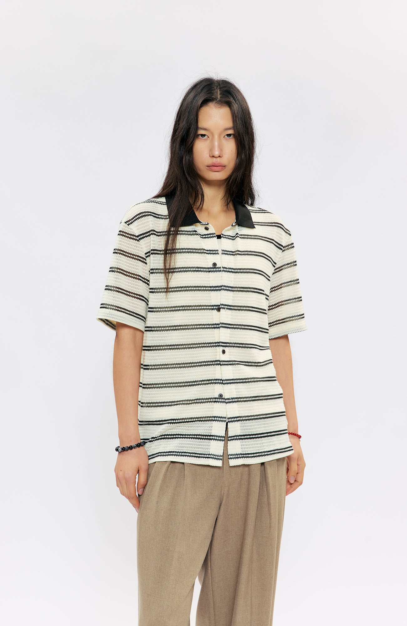 KREATE Stripe Knit Half Shirt, premium urban and streetwear designers apparel on PROJECTISR.com, KREATE