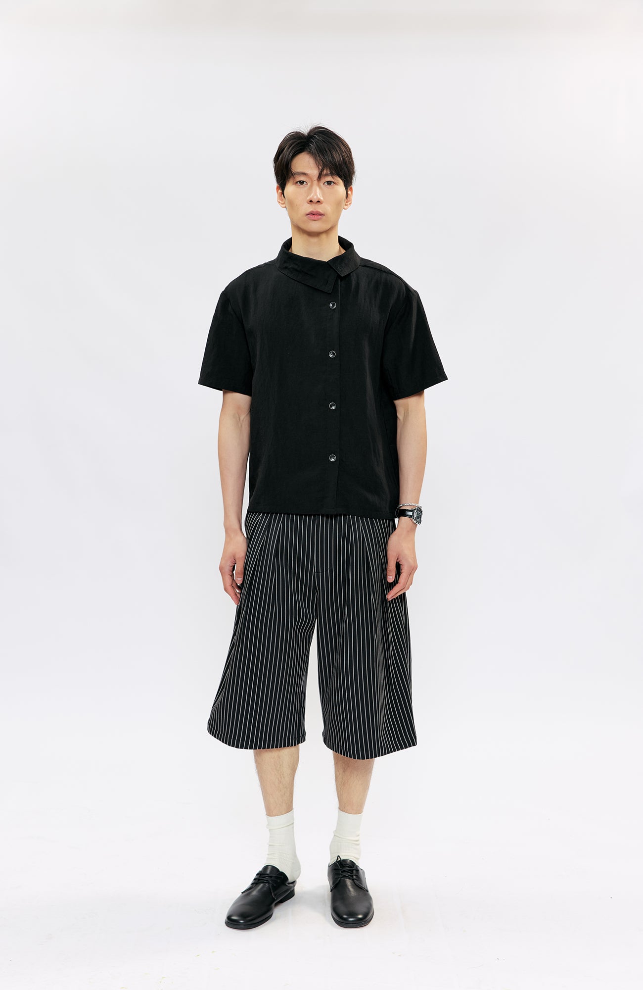 KREATE Pinstripe Pleated Suit Shorts, premium urban and streetwear designers apparel on PROJECTISR.com, KREATE