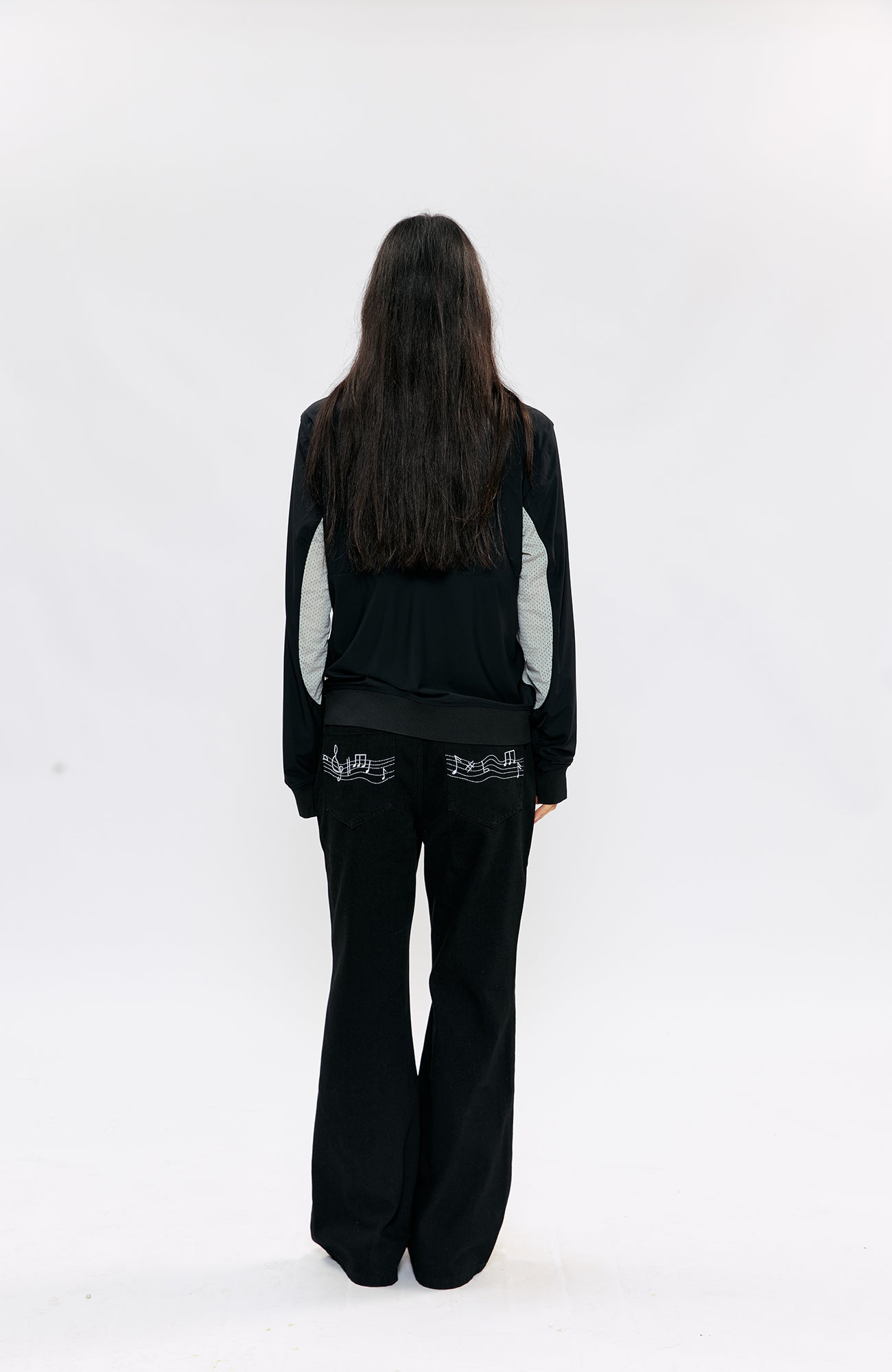 KREATE Music-Note Embroidered Flared Jeans, premium urban and streetwear designers apparel on PROJECTISR.com, KREATE