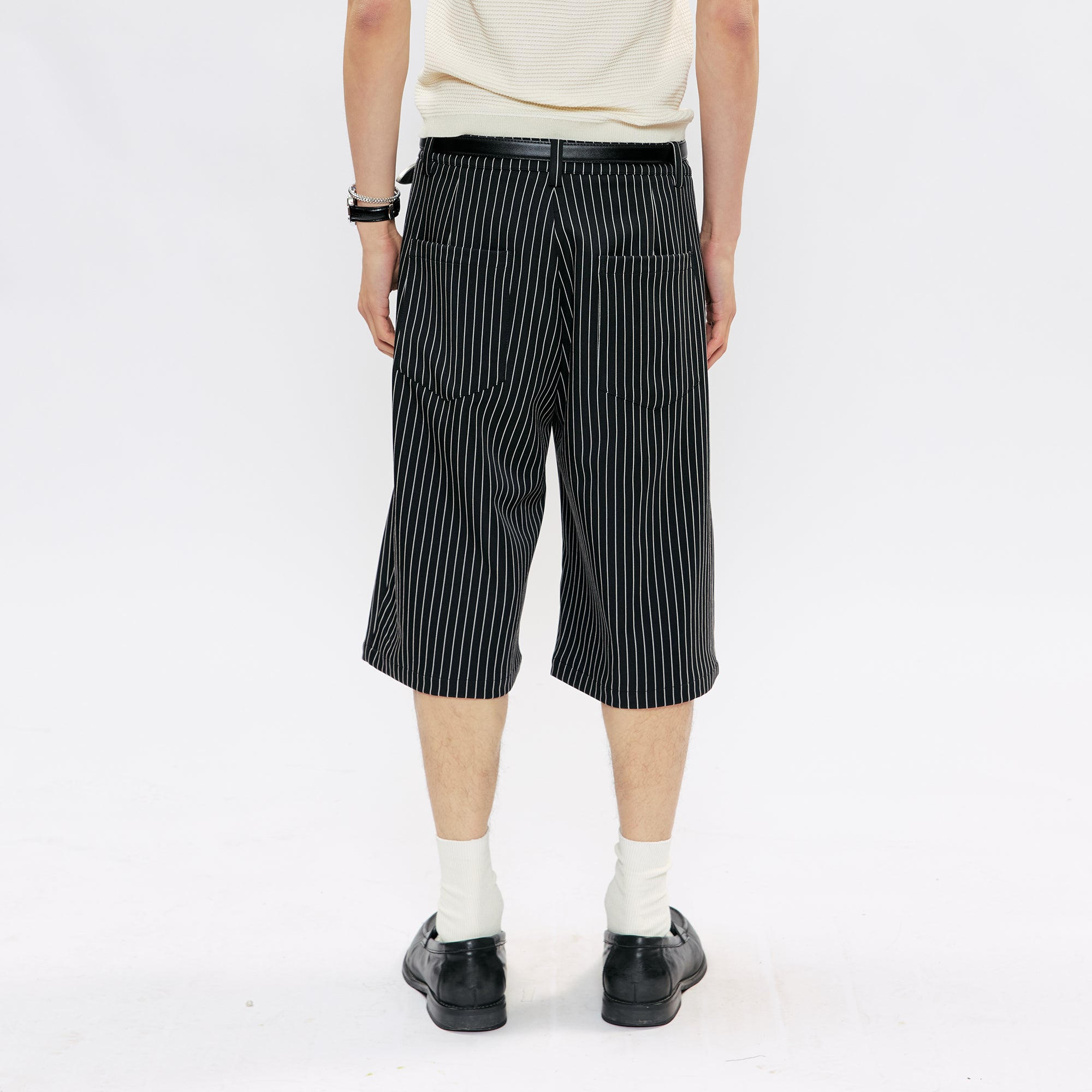 KREATE Pinstripe Pleated Suit Shorts, premium urban and streetwear designers apparel on PROJECTISR.com, KREATE