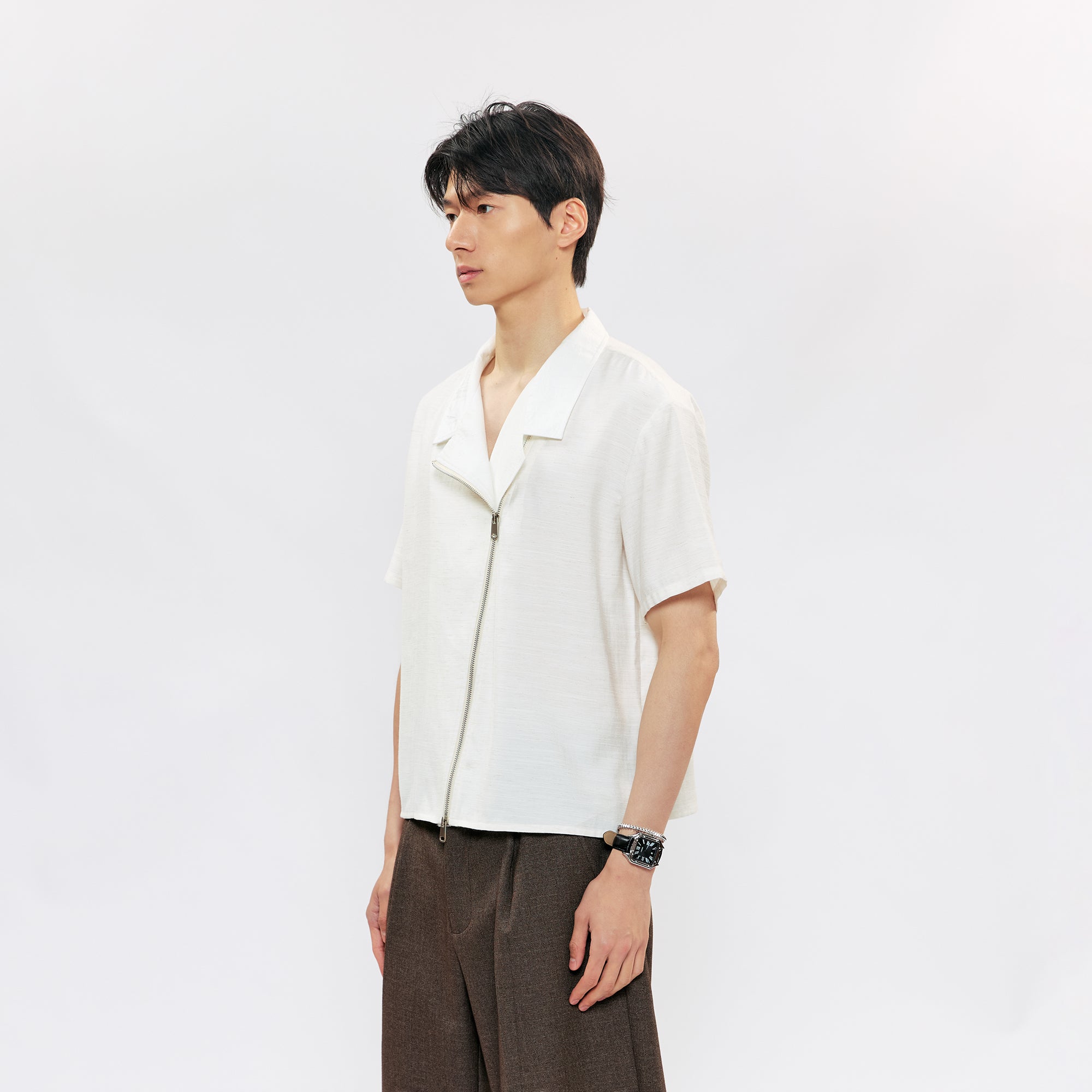 KREATE Asymmetric Zip Short-Sleeve Shirt, premium urban and streetwear designers apparel on PROJECTISR.com, KREATE