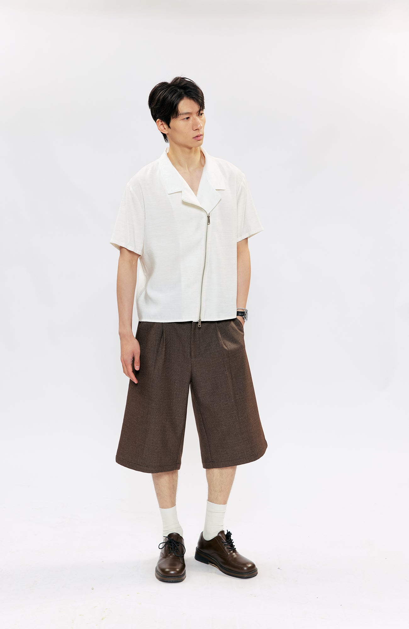 KREATE Asymmetric Zip Short-Sleeve Shirt, premium urban and streetwear designers apparel on PROJECTISR.com, KREATE