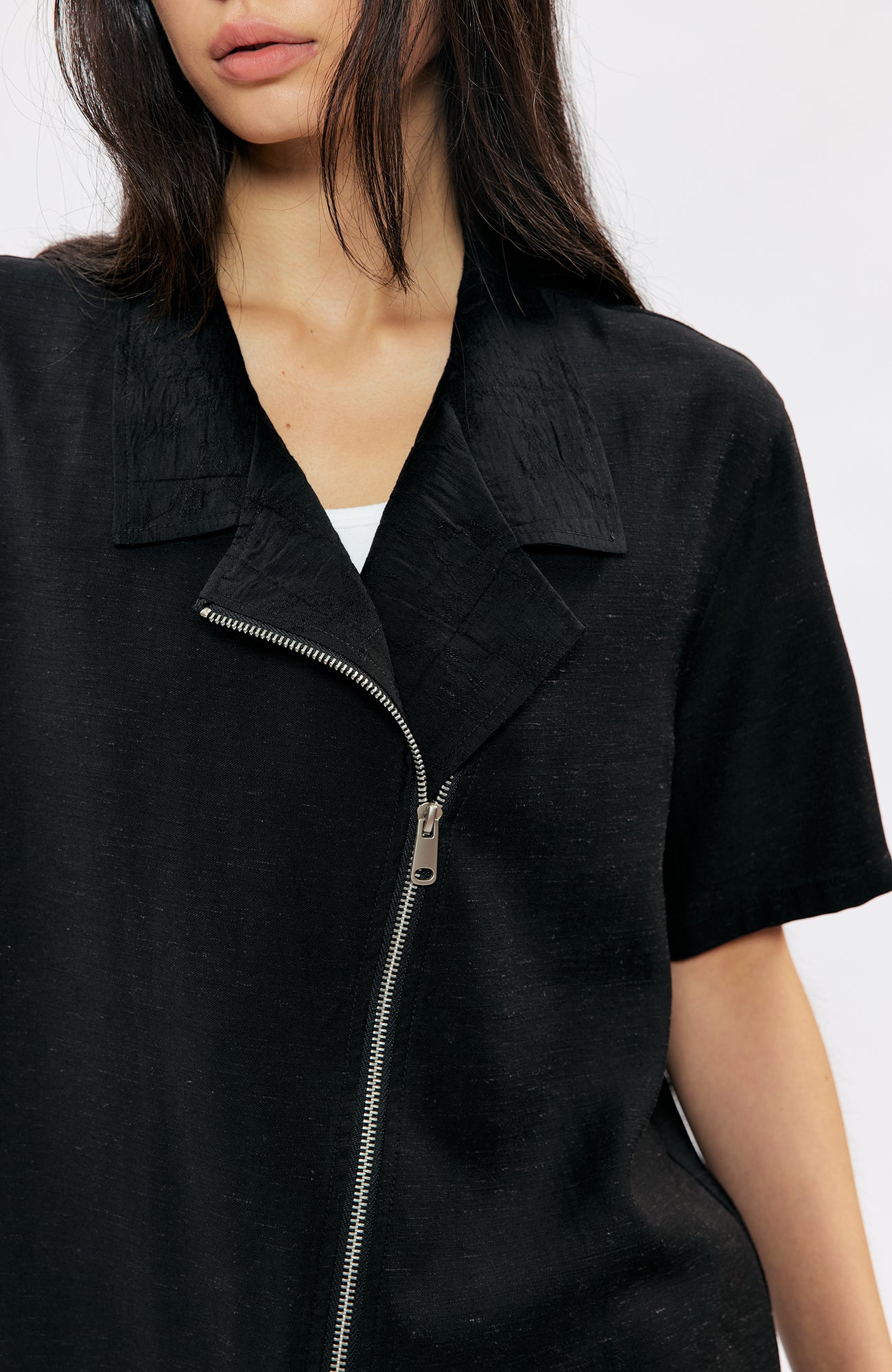 KREATE Asymmetric Zip Short-Sleeve Shirt, premium urban and streetwear designers apparel on PROJECTISR.com, KREATE