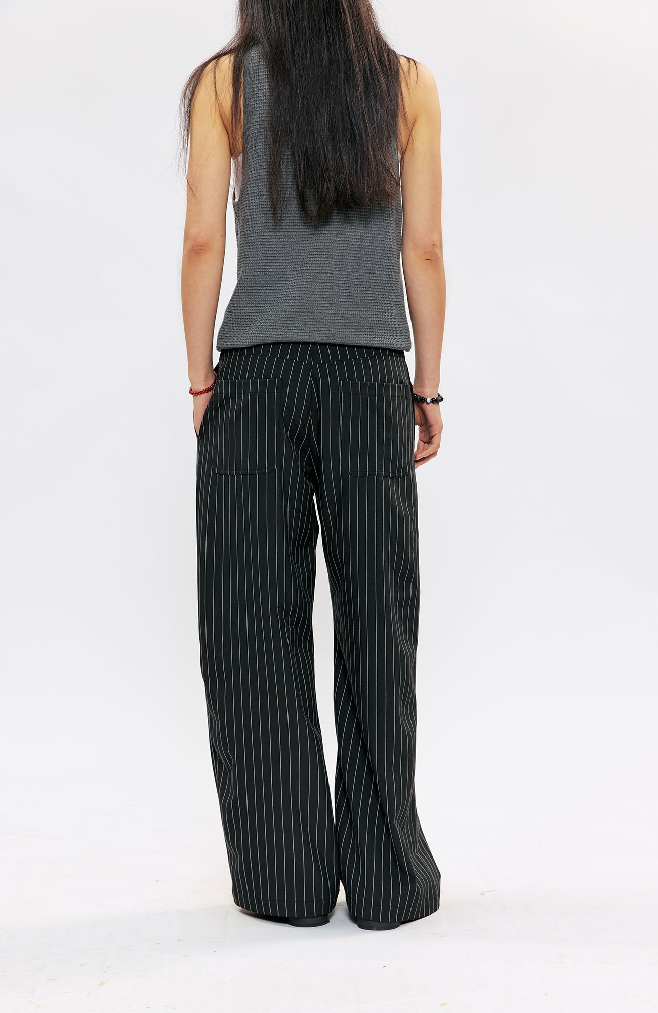 KREATE Pleated Pinstripe Wide-Leg Trousers, premium urban and streetwear designers apparel on PROJECTISR.com, KREATE