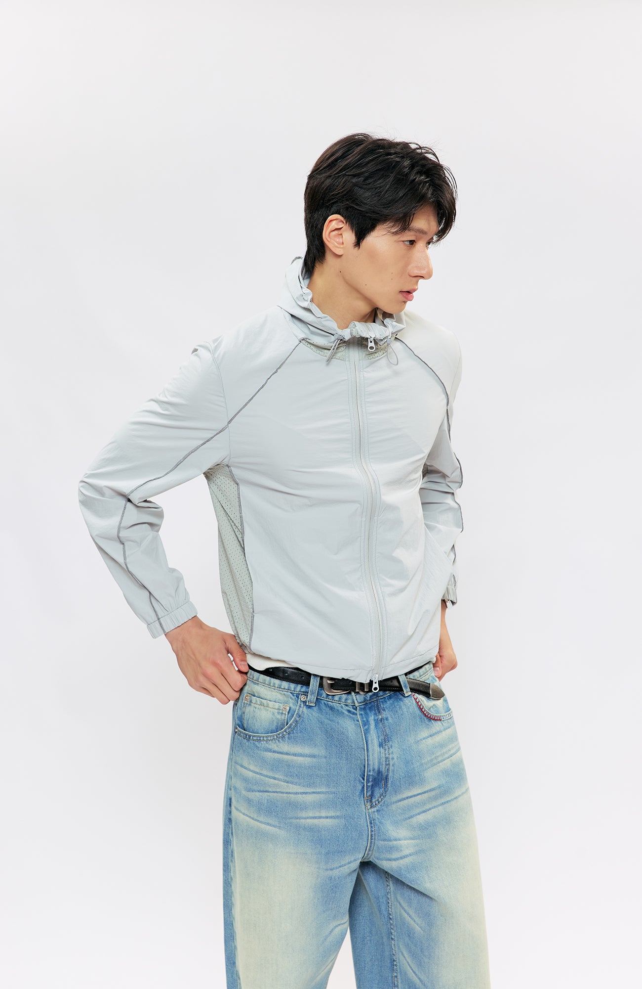 KREATE Contrast-Seam Sun Shield Jacket, premium urban and streetwear designers apparel on PROJECTISR.com, KREATE