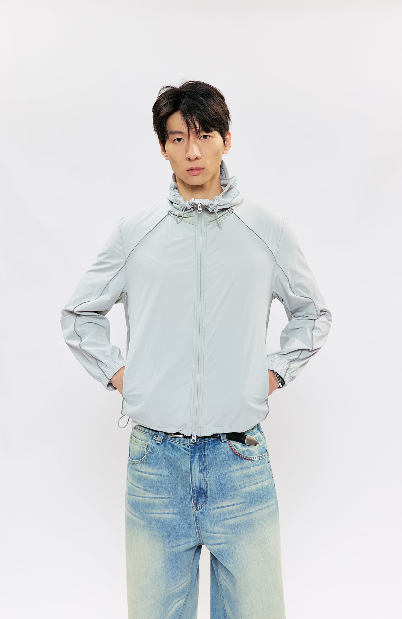 KREATE Contrast-Seam Sun Shield Jacket, premium urban and streetwear designers apparel on PROJECTISR.com, KREATE