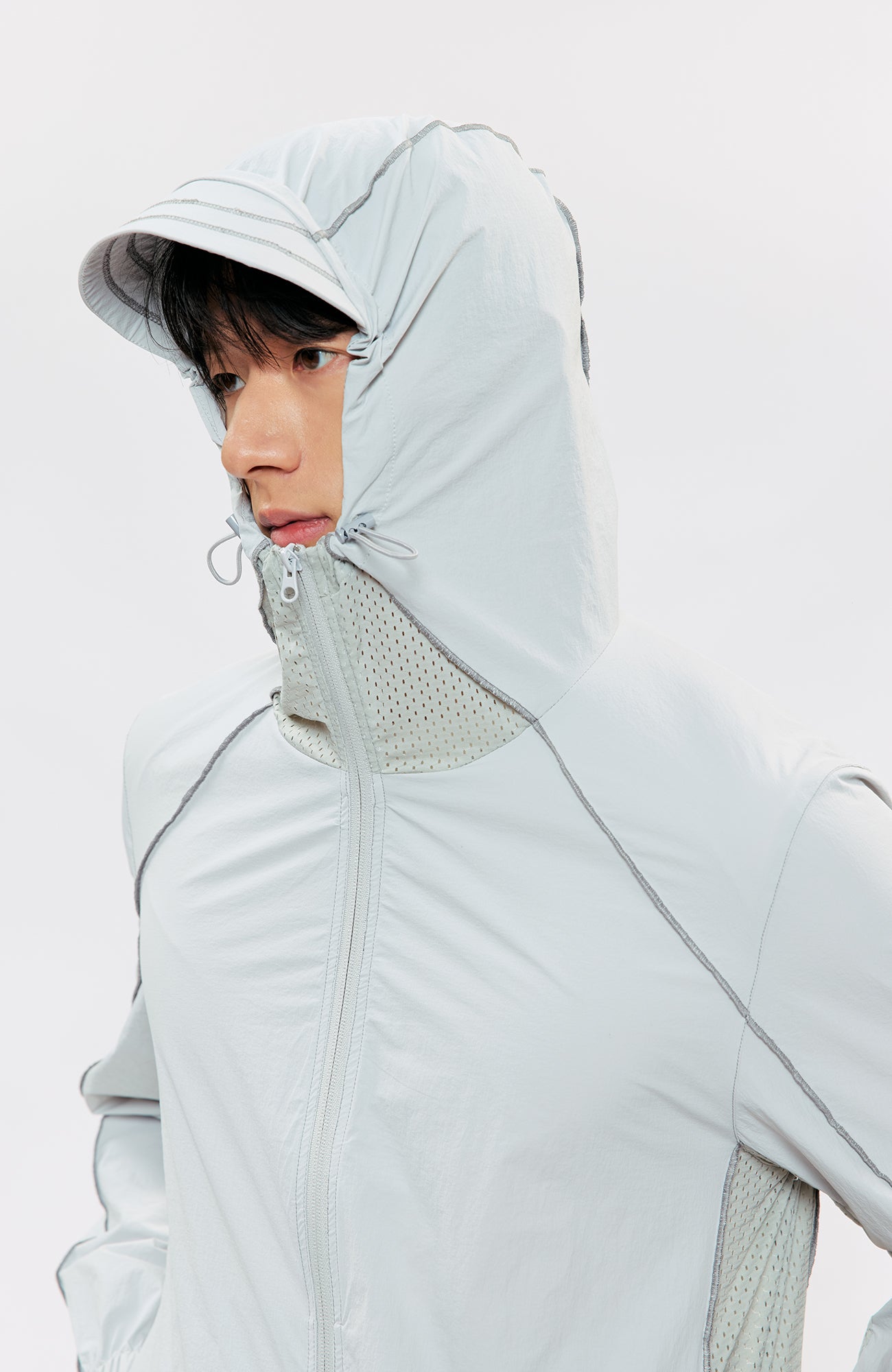 KREATE Contrast-Seam Sun Shield Jacket, premium urban and streetwear designers apparel on PROJECTISR.com, KREATE