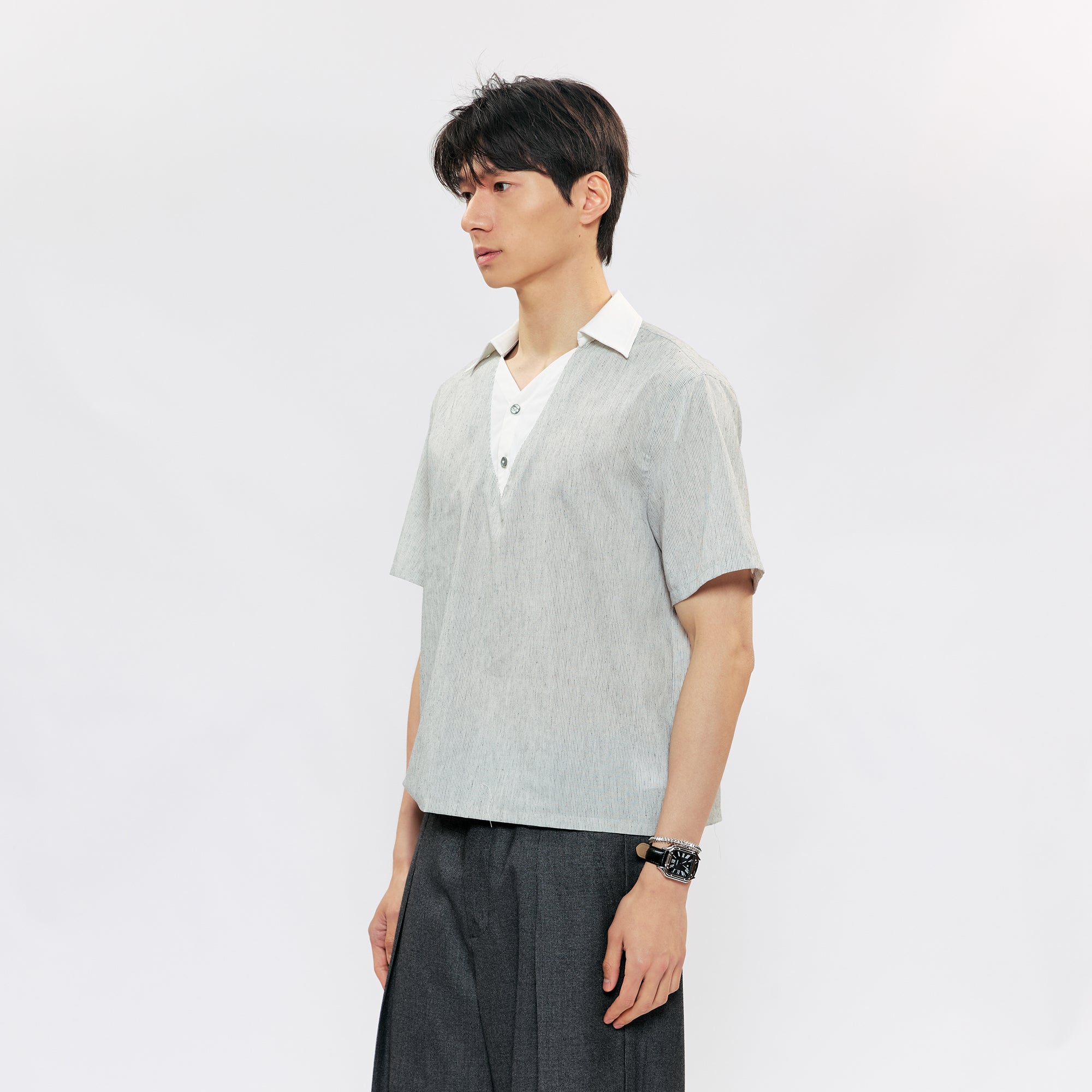 KREATE Layered V-Neck Collared T-Shirt, premium urban and streetwear designers apparel on PROJECTISR.com, KREATE