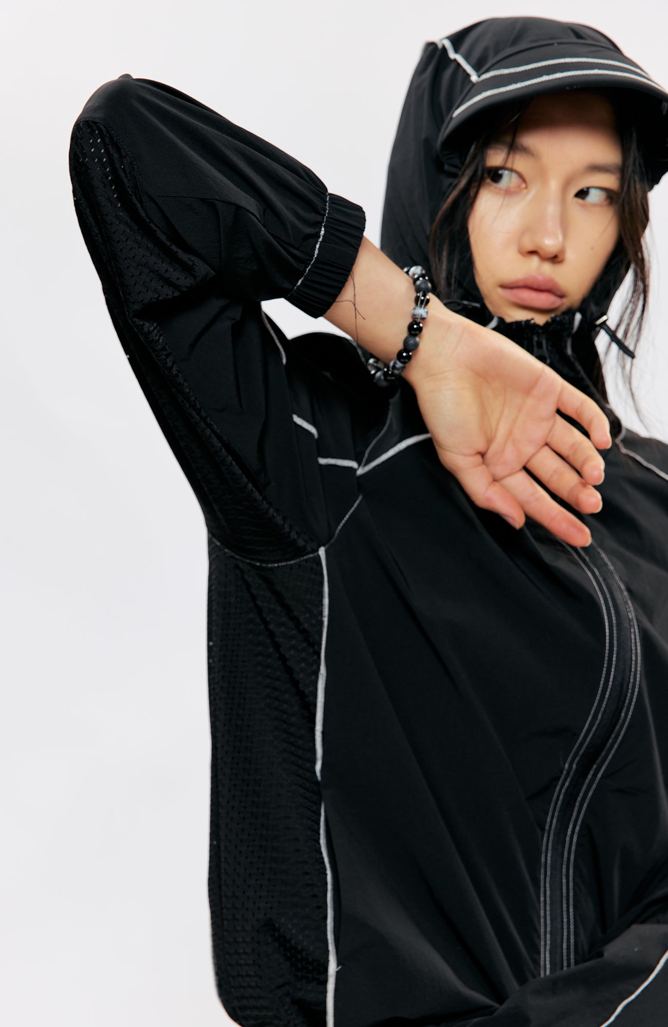 KREATE Contrast-Seam Sun Shield Jacket, premium urban and streetwear designers apparel on PROJECTISR.com, KREATE