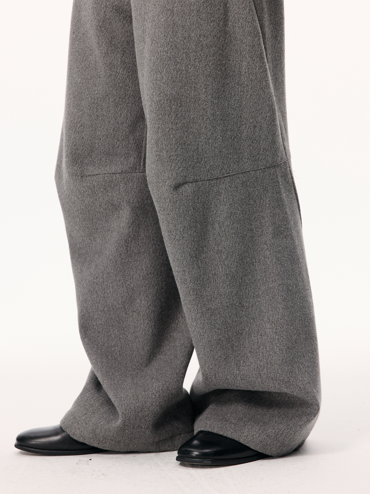 KREATE Curved Wide-Leg Wool-Blend Trousers