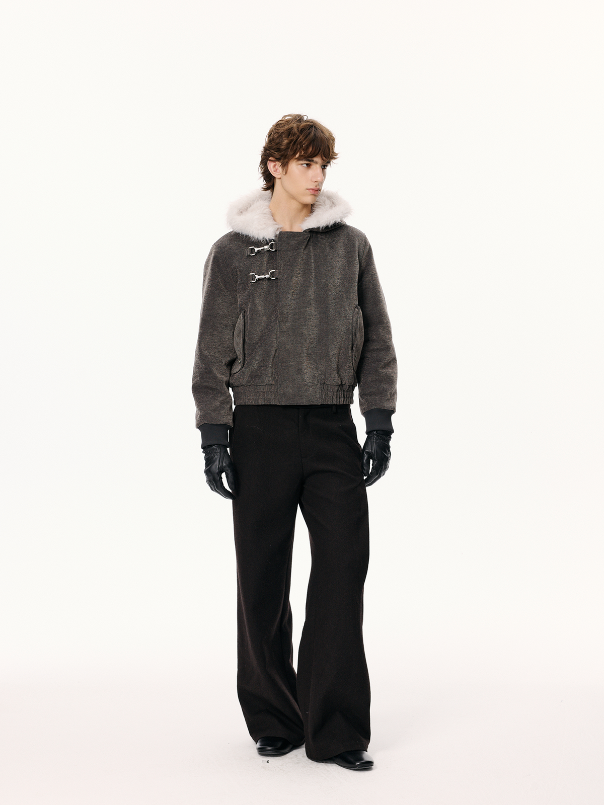 KREATE Hooded Chenille Textured Puffer Jacket