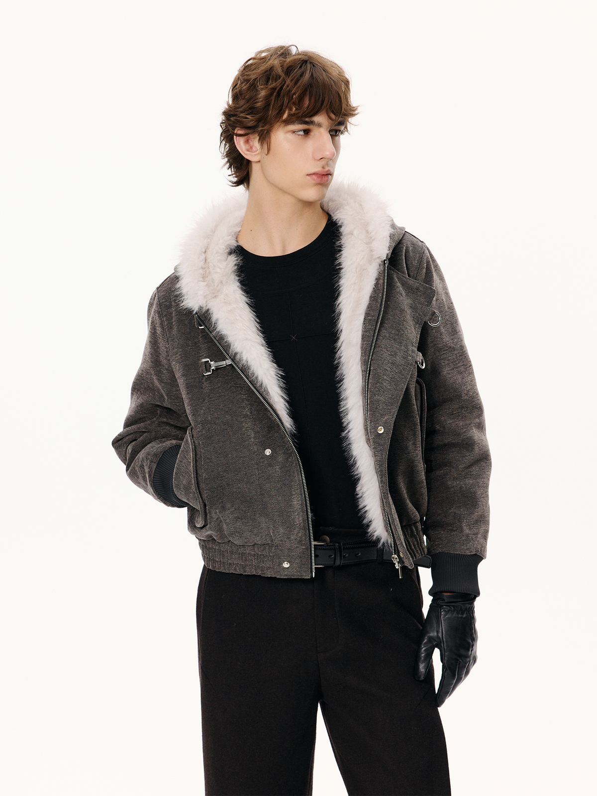 KREATE Hooded Chenille Textured Puffer Jacket