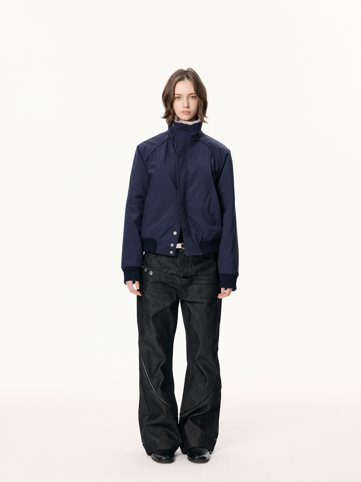 KREATE Faux Fur Stand-Collar Short Puffer Jacket