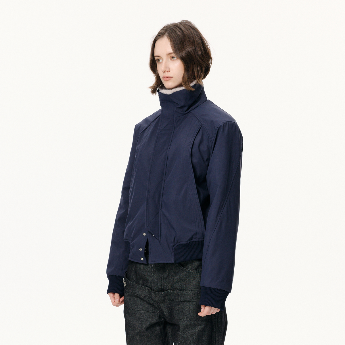KREATE Faux Fur Stand-Collar Short Puffer Jacket