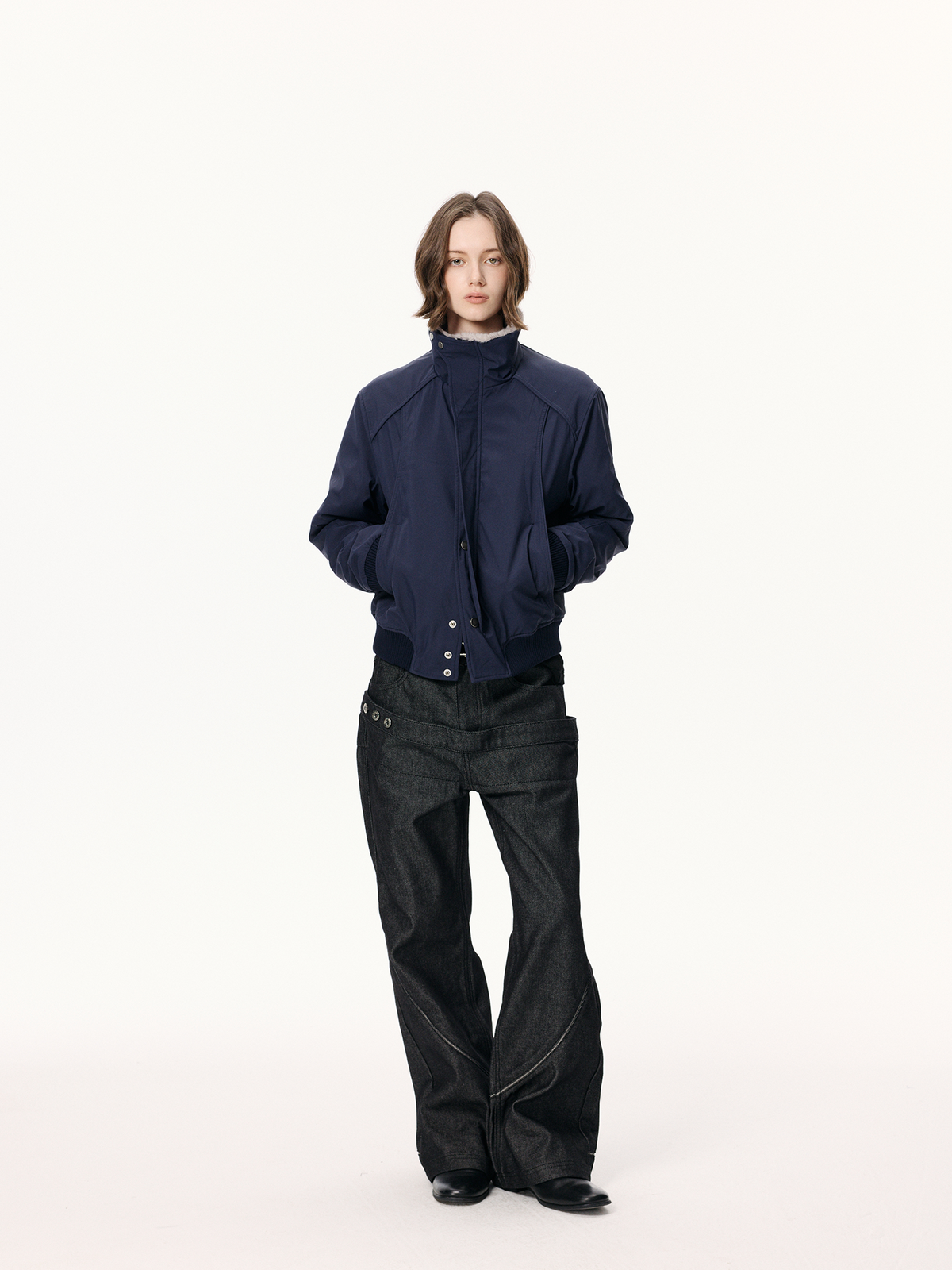 KREATE Faux Fur Stand-Collar Short Puffer Jacket