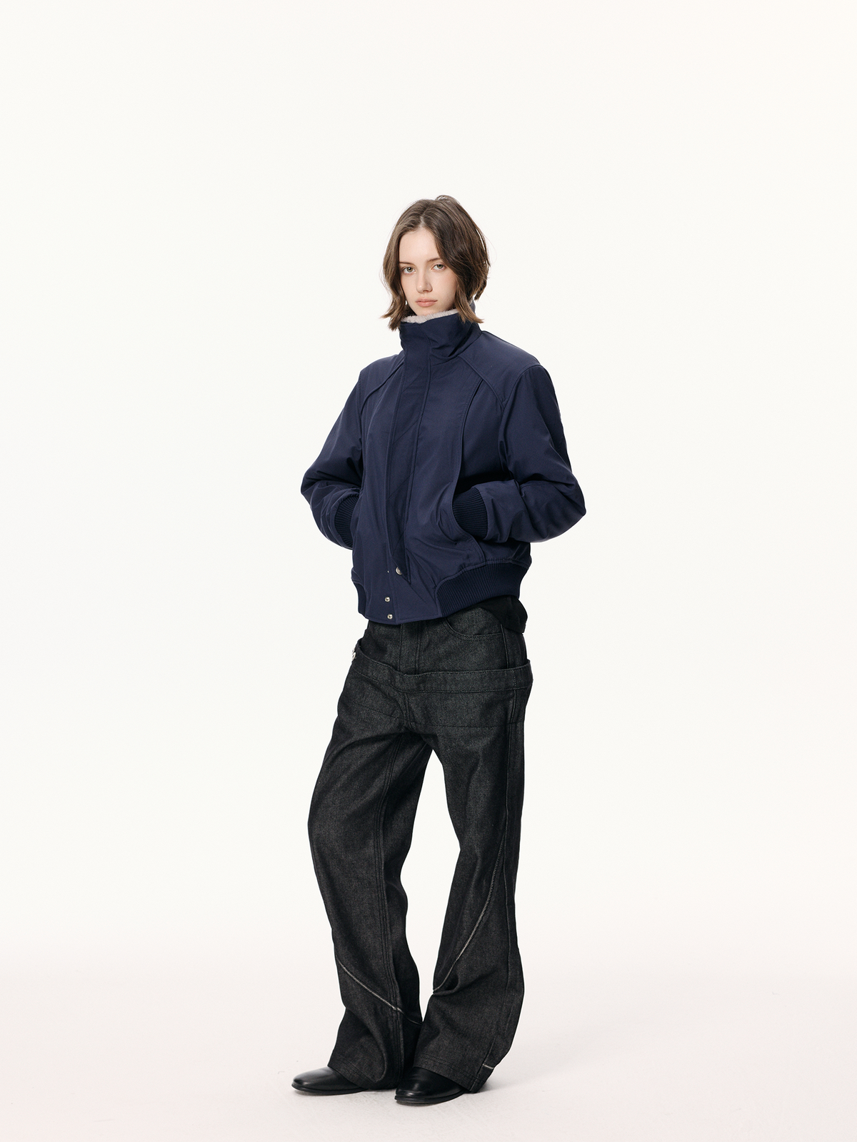 KREATE Faux Fur Stand-Collar Short Puffer Jacket