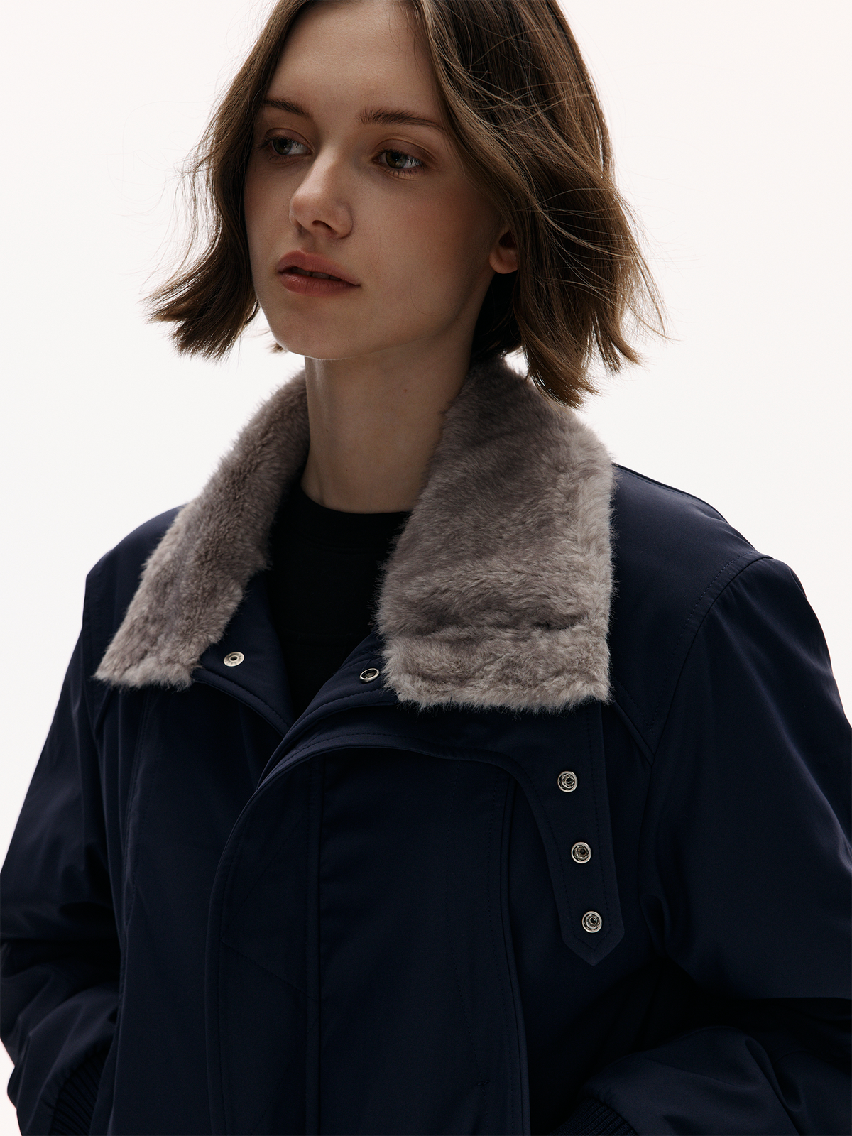KREATE Faux Fur Stand-Collar Short Puffer Jacket