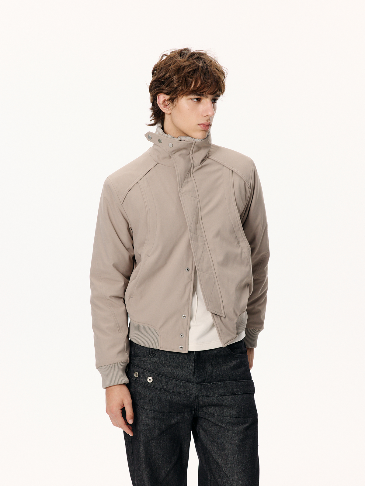 KREATE Faux Fur Stand-Collar Short Puffer Jacket