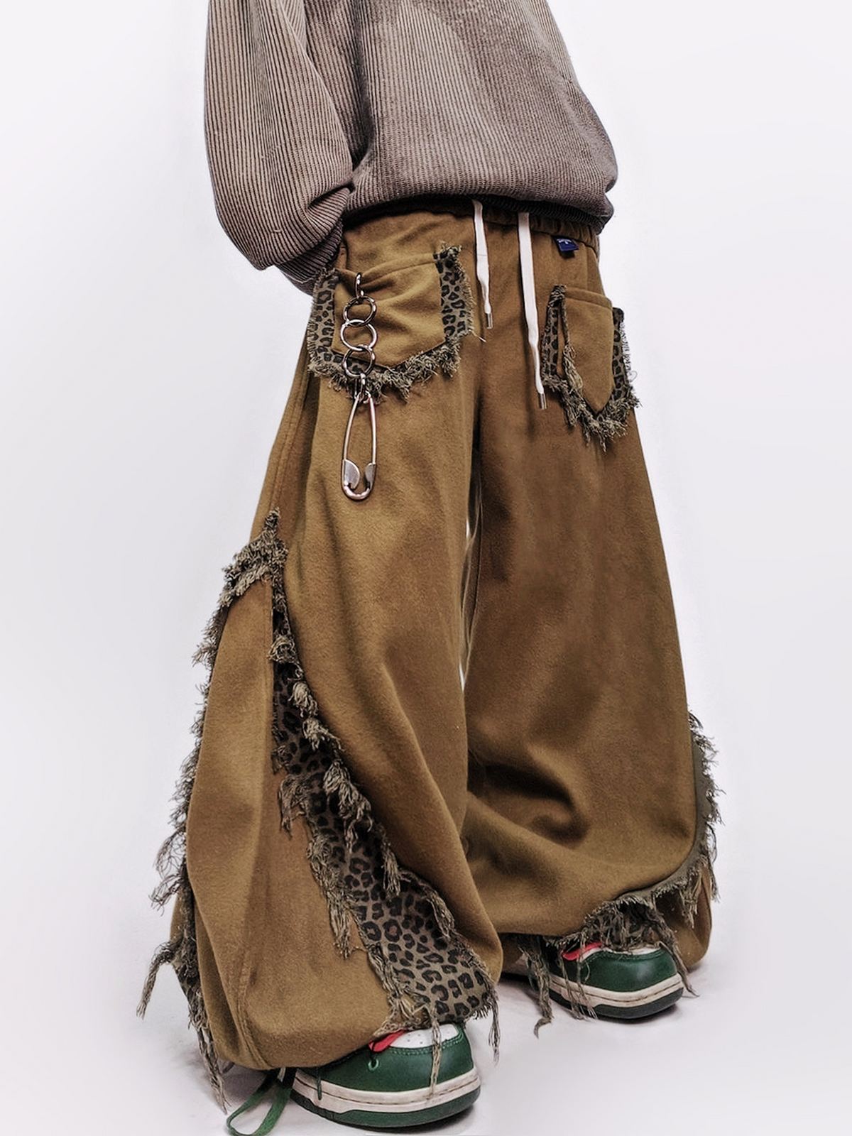 UUCSCC Leopard Spliced Wide-Leg Pants