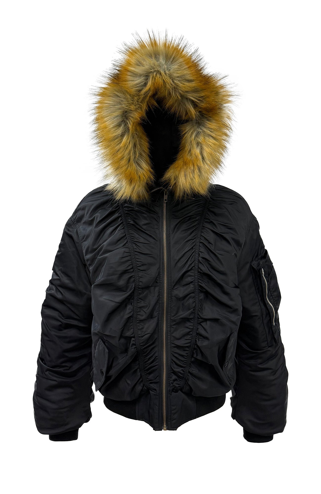 PCCVISION Faux Fur Hooded Cropped Puffer Jacket