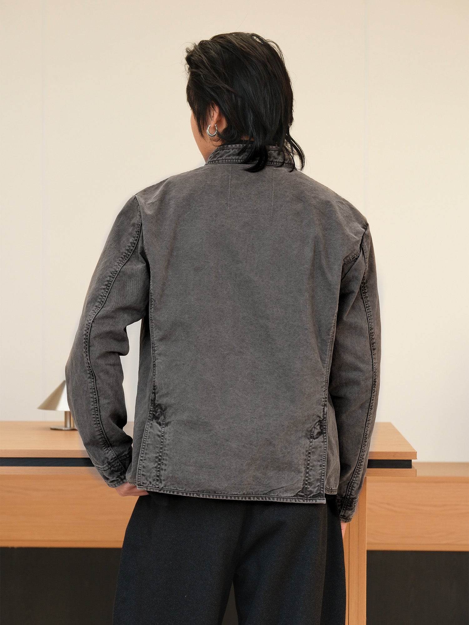 NEIGBORL Washed Frog-Closure Stand-Collar Jacket, premium urban and streetwear designers apparel on PROJECTISR.com, NEIGBORL