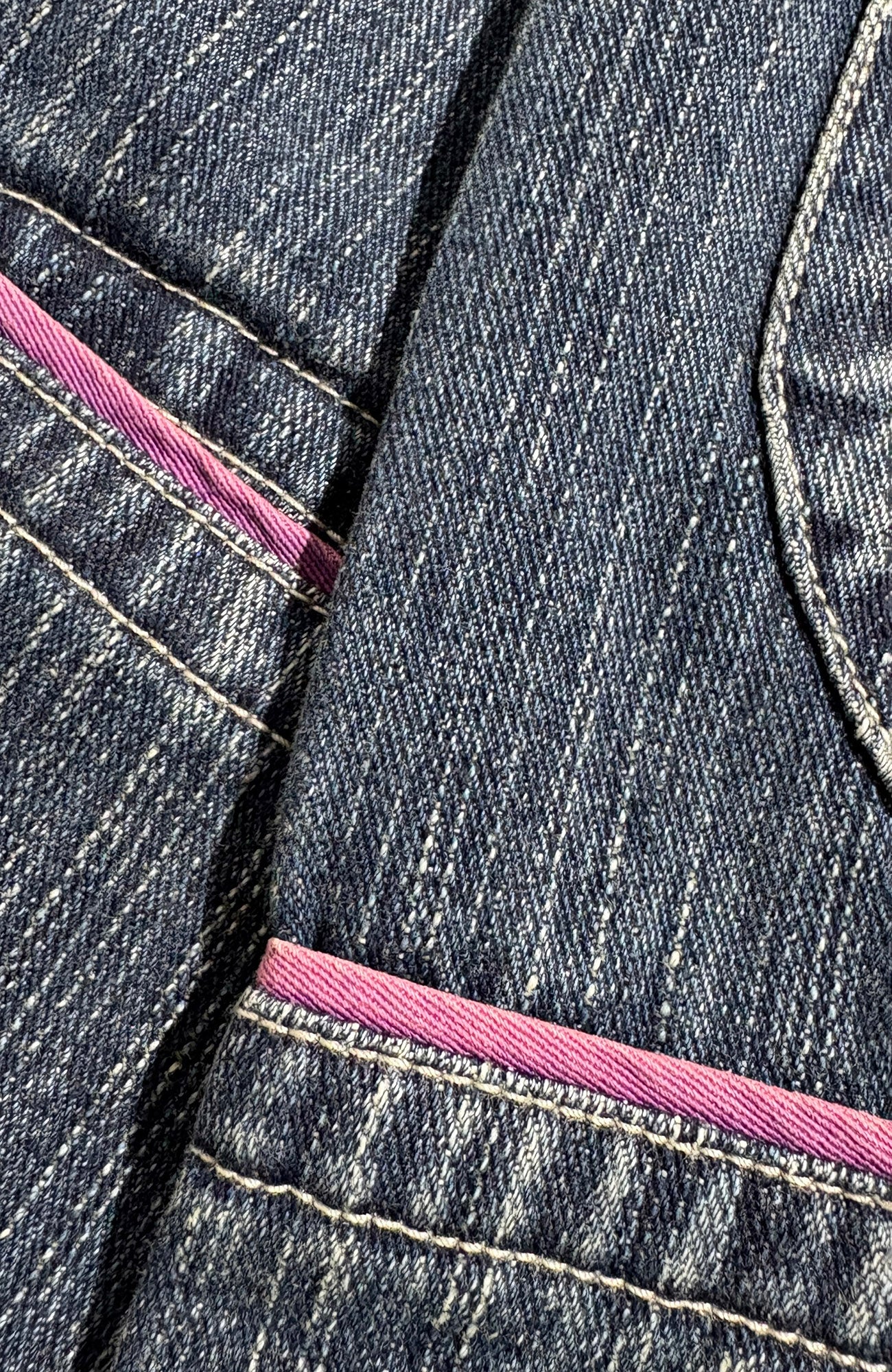 PCCVISION Contrast Stitch Embroidered Washed Jeans