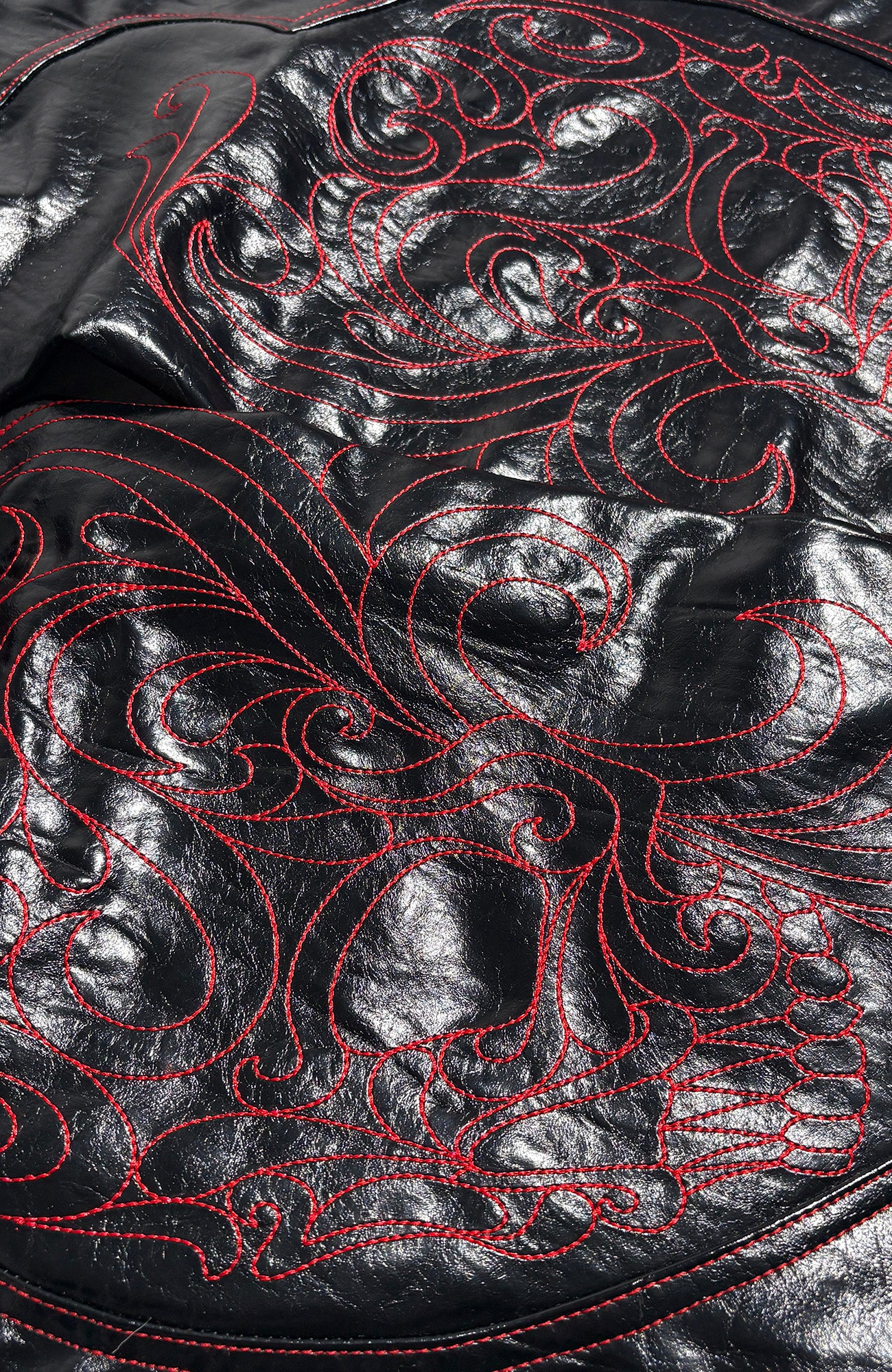 PCCVISION Gothic Skull Stitch PU Pants