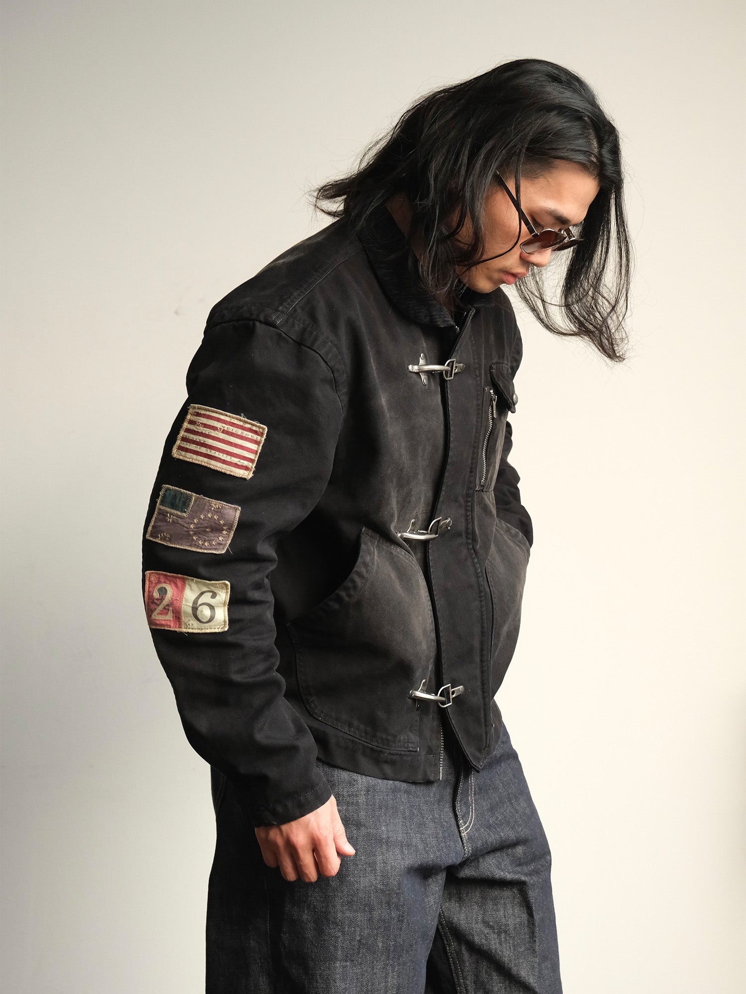 NEIGBORL Distressed Flight-Buckle Workwear Jacket, premium urban and streetwear designers apparel on PROJECTISR.com, NEIGBORL