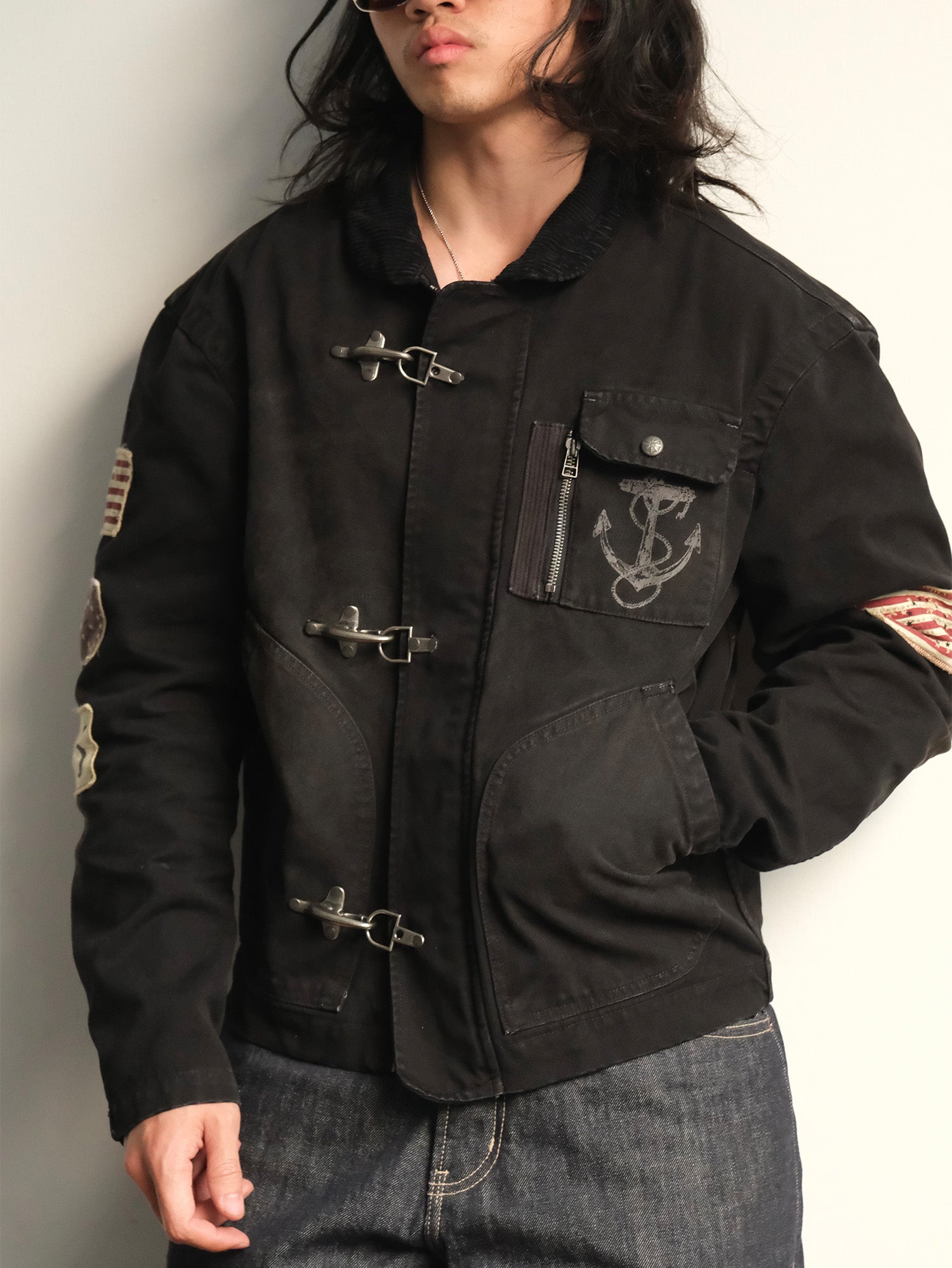 NEIGBORL Distressed Flight-Buckle Workwear Jacket, premium urban and streetwear designers apparel on PROJECTISR.com, NEIGBORL
