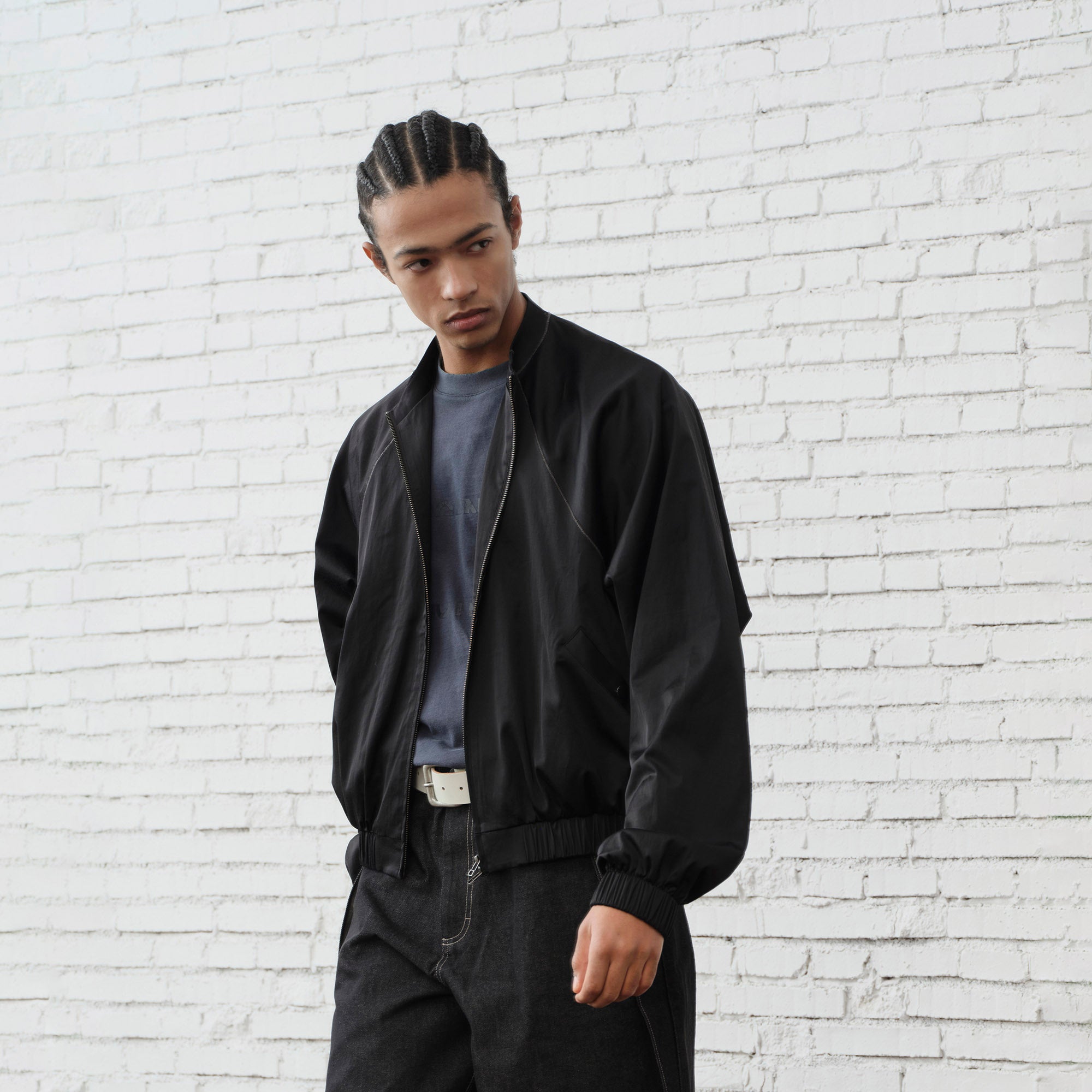 ORGANIC Raglan-Sleeve Satin Zip Jacket, premium urban and streetwear designers apparel on PROJECTISR.com, ORGANIC EMOTION
