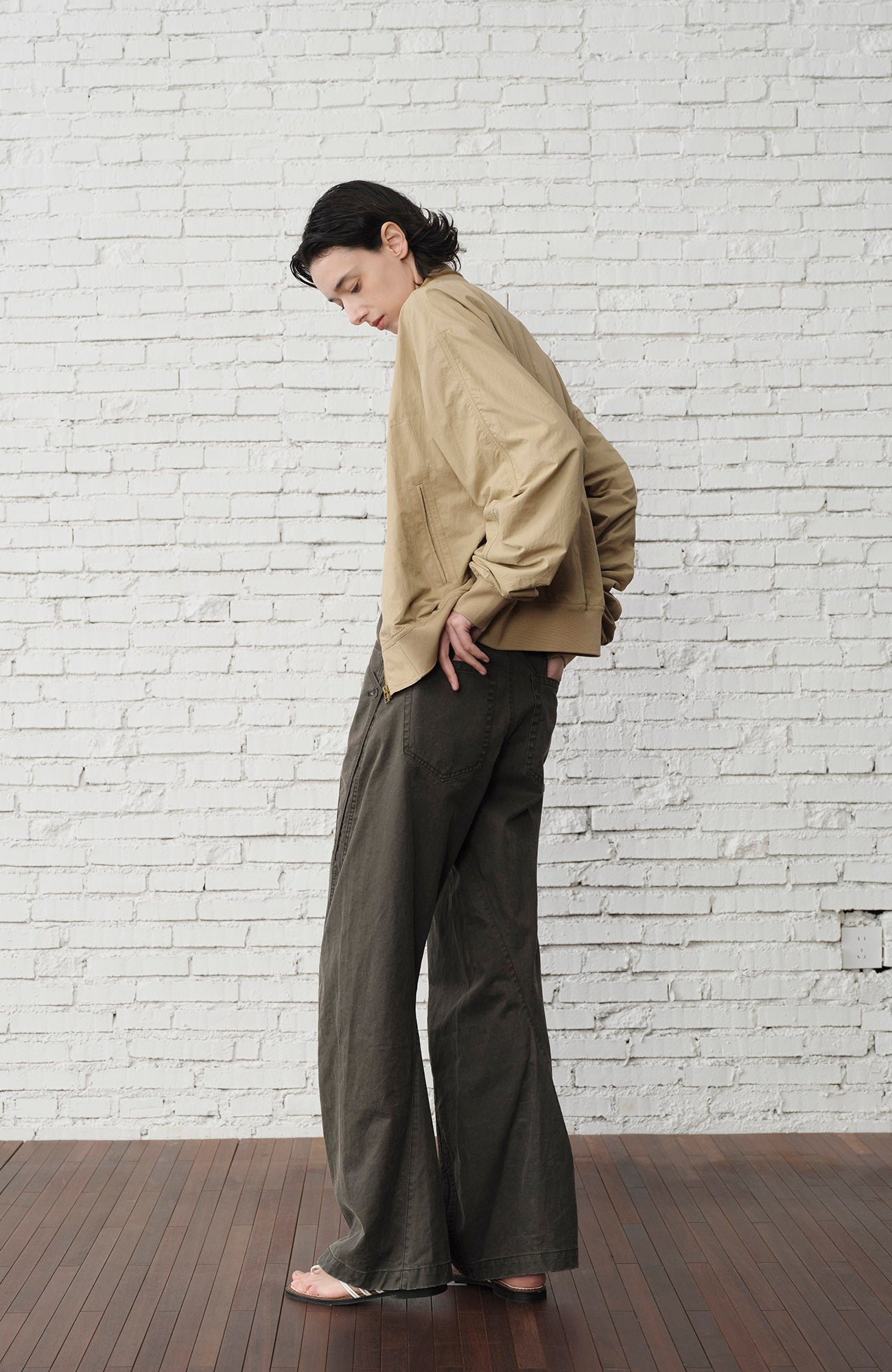ORGANIC Ruched-Sleeve Bomber Jacket, premium urban and streetwear designers apparel on PROJECTISR.com, ORGANIC EMOTION