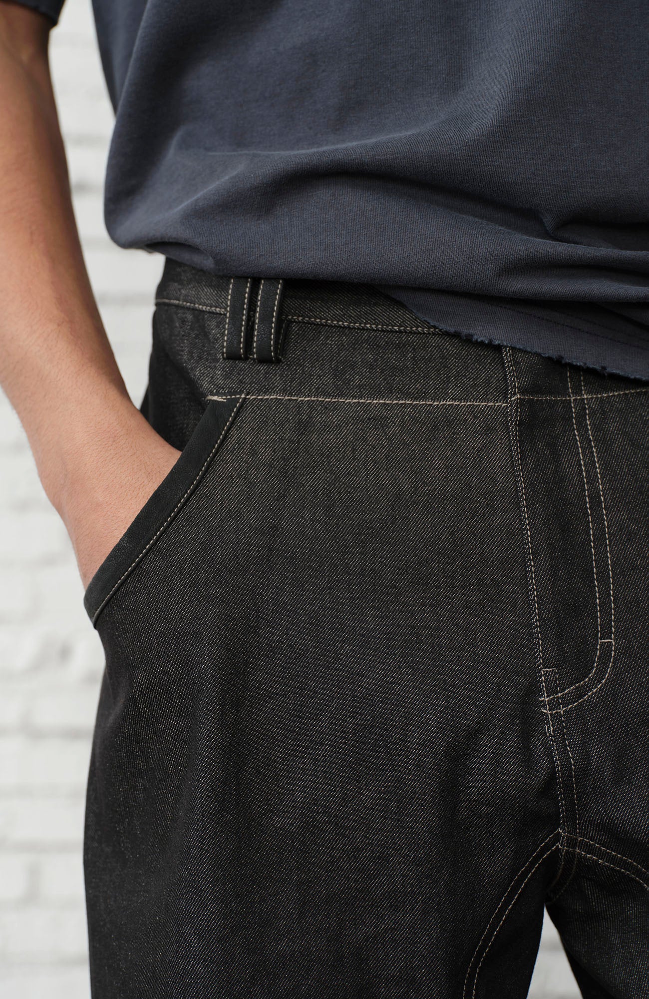 ORGANIC EMOTION EMOTION Contrast-Paneled Workwear Jeans, premium urban and streetwear designers apparel on PROJECTISR.com, ORGANIC EMOTION